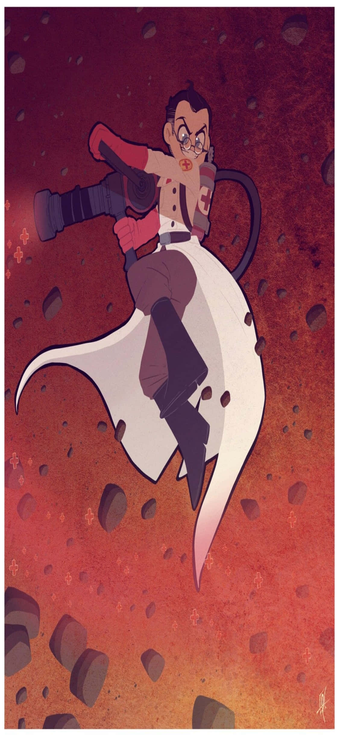 Fondo iPhone Xs Tf2 Médico Saltando entre Escombros Fondos de pantalla