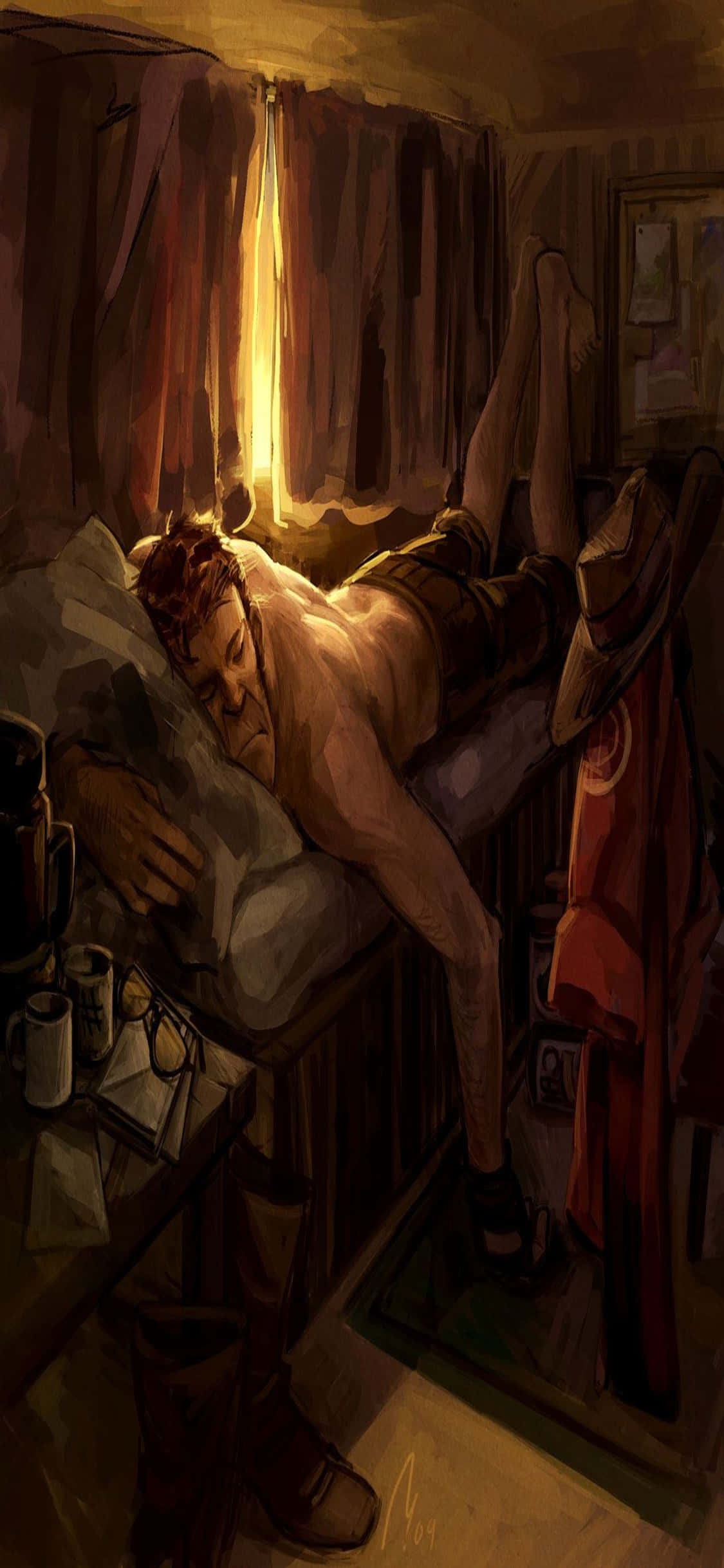 Fondo iPhone Xs Tf2 Pintura Fanart Francotirador Durmiendo Fondos de pantalla