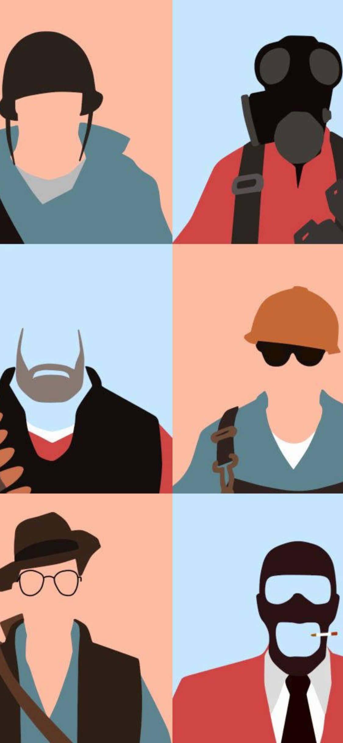 Fondo iPhone Xs Tf2 Siluetas Coloridas de Personajes Fondos de pantalla