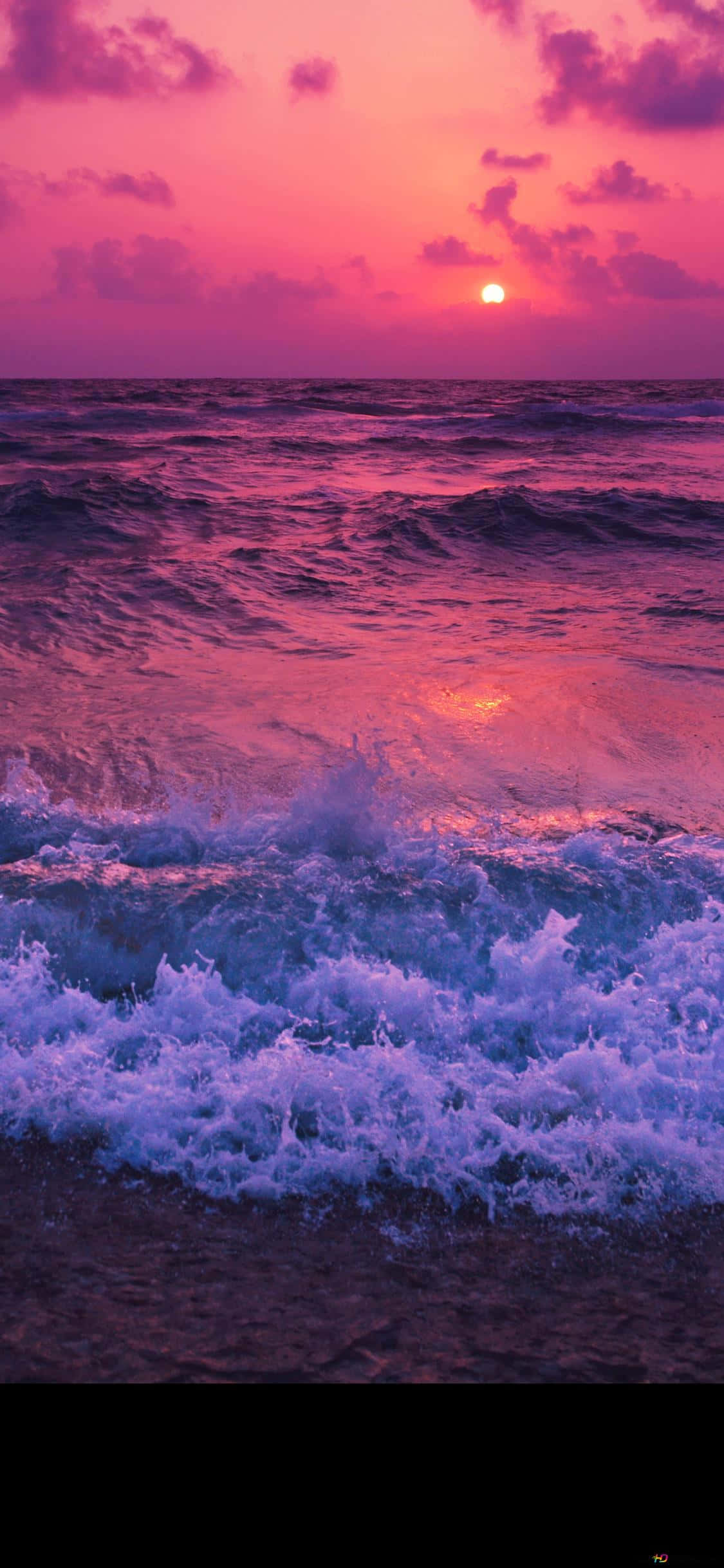 Fondo Malibu para iPhone X con Atardecer Rojo y Ola Fondos de pantalla