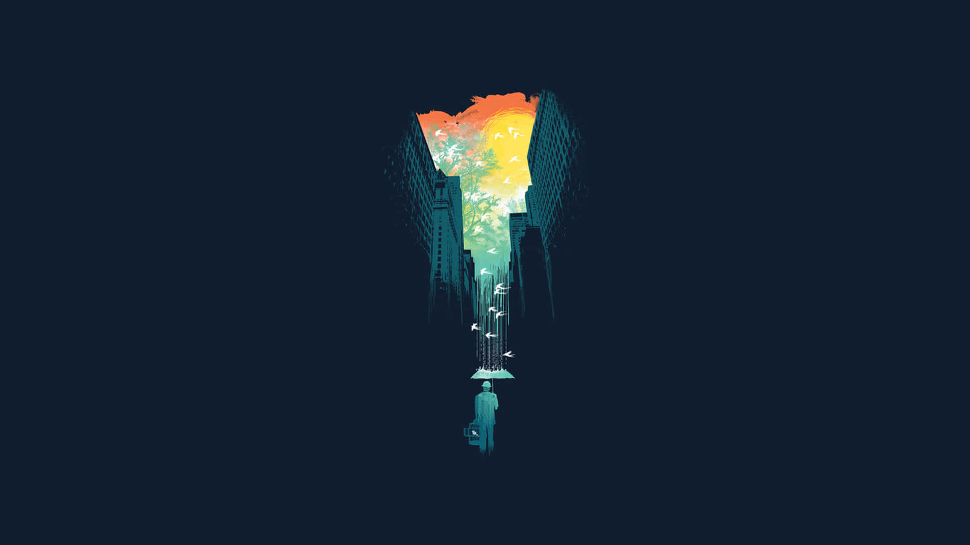 Fondo Minimalista de Ciudad Sombría pero Vibrante Fondos de pantalla
