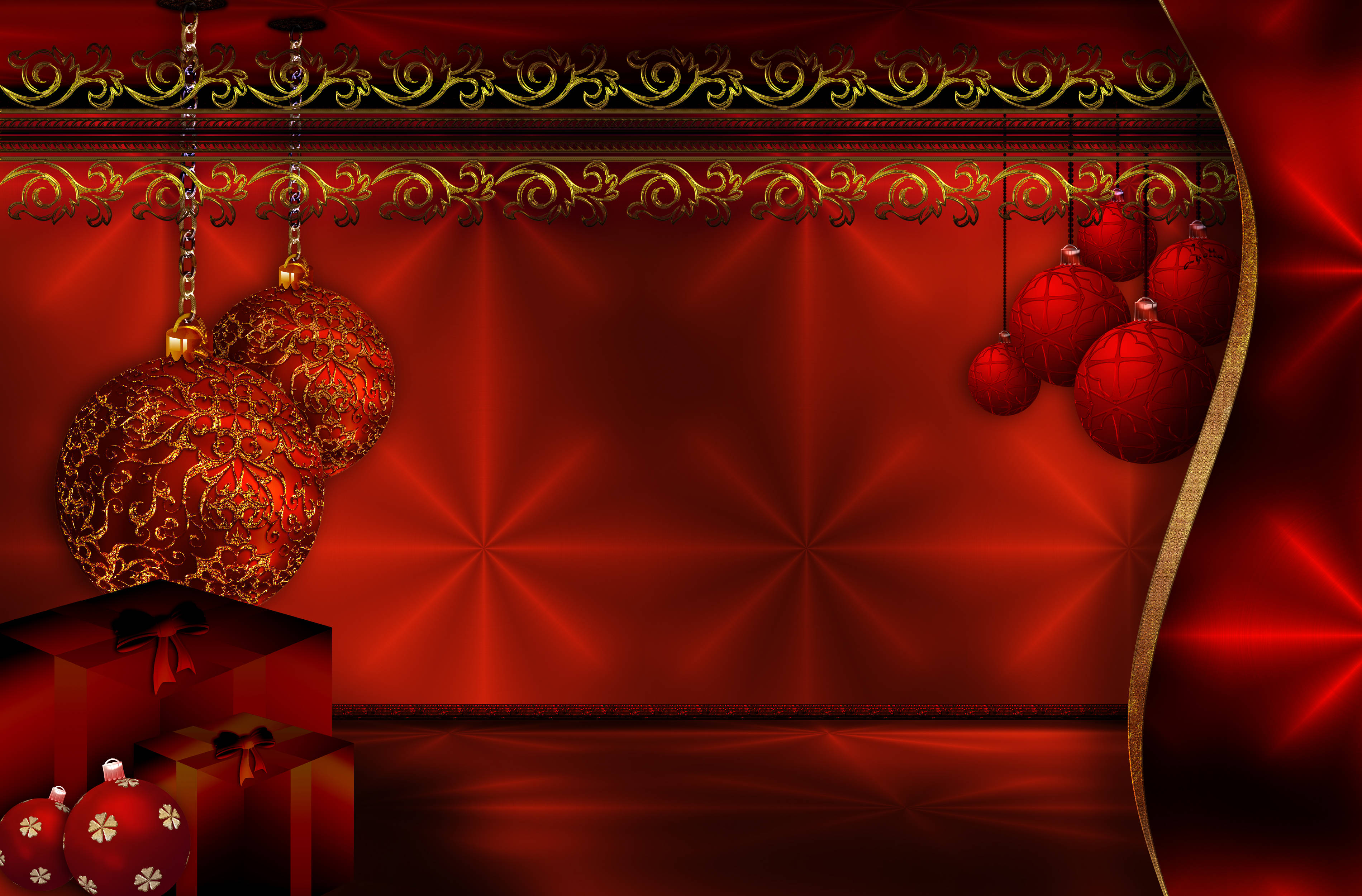 Fondo Navideño Dorado y Rojo Fondos de pantalla