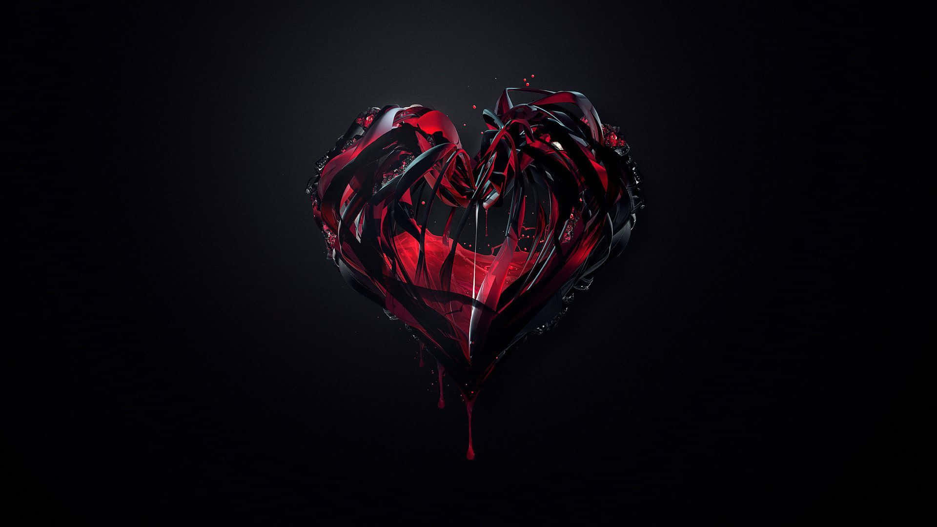 Fondo negro en forma de corazón con sangre roja Fondos de pantalla