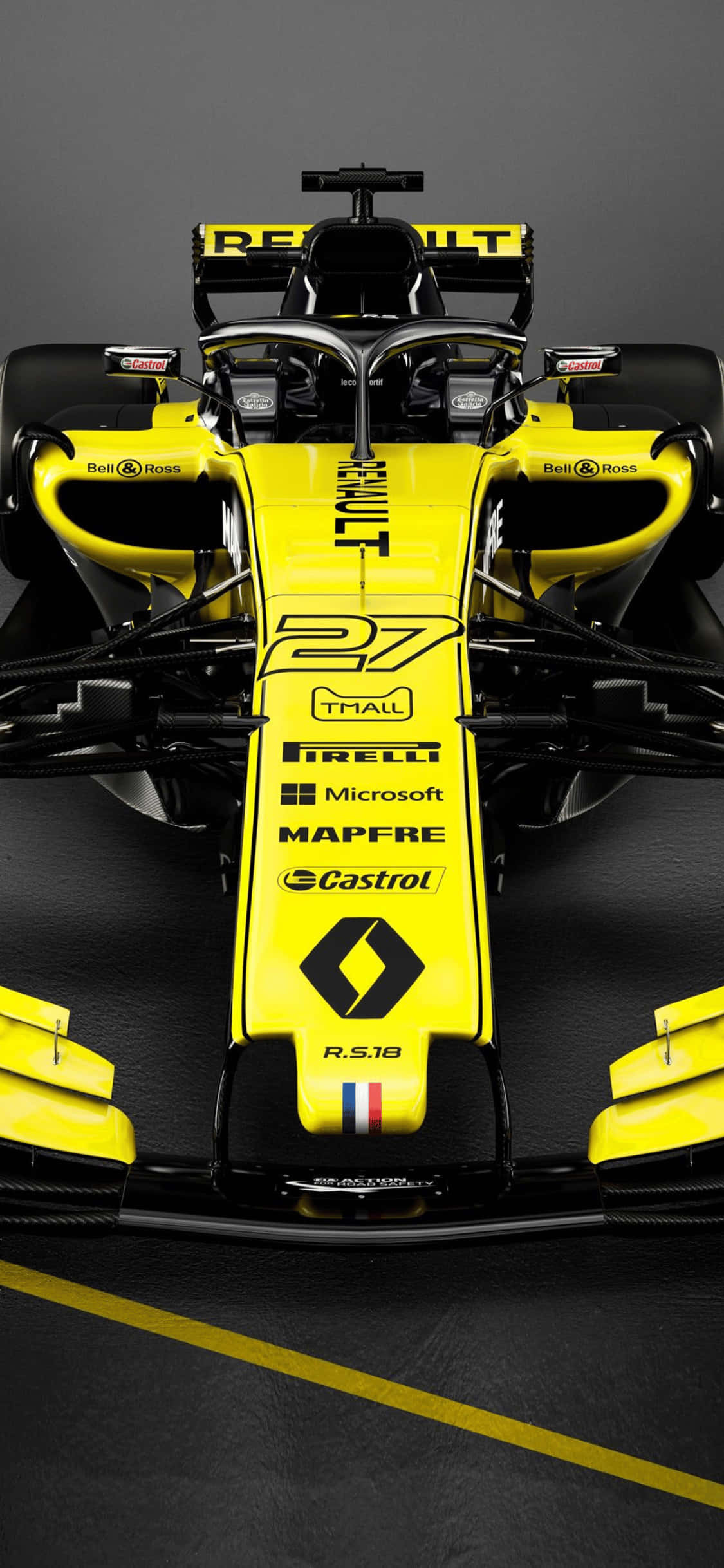 Fondo Negro y Amarillo iPhone XS F1 2018 Fondos de pantalla