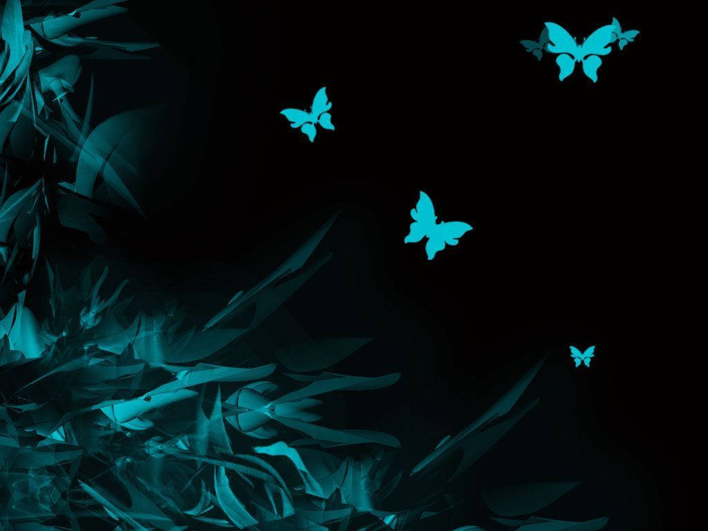 Fondo Oscuro Abstracto Hermoso con Mariposas Verde Azulado Fondos de pantalla