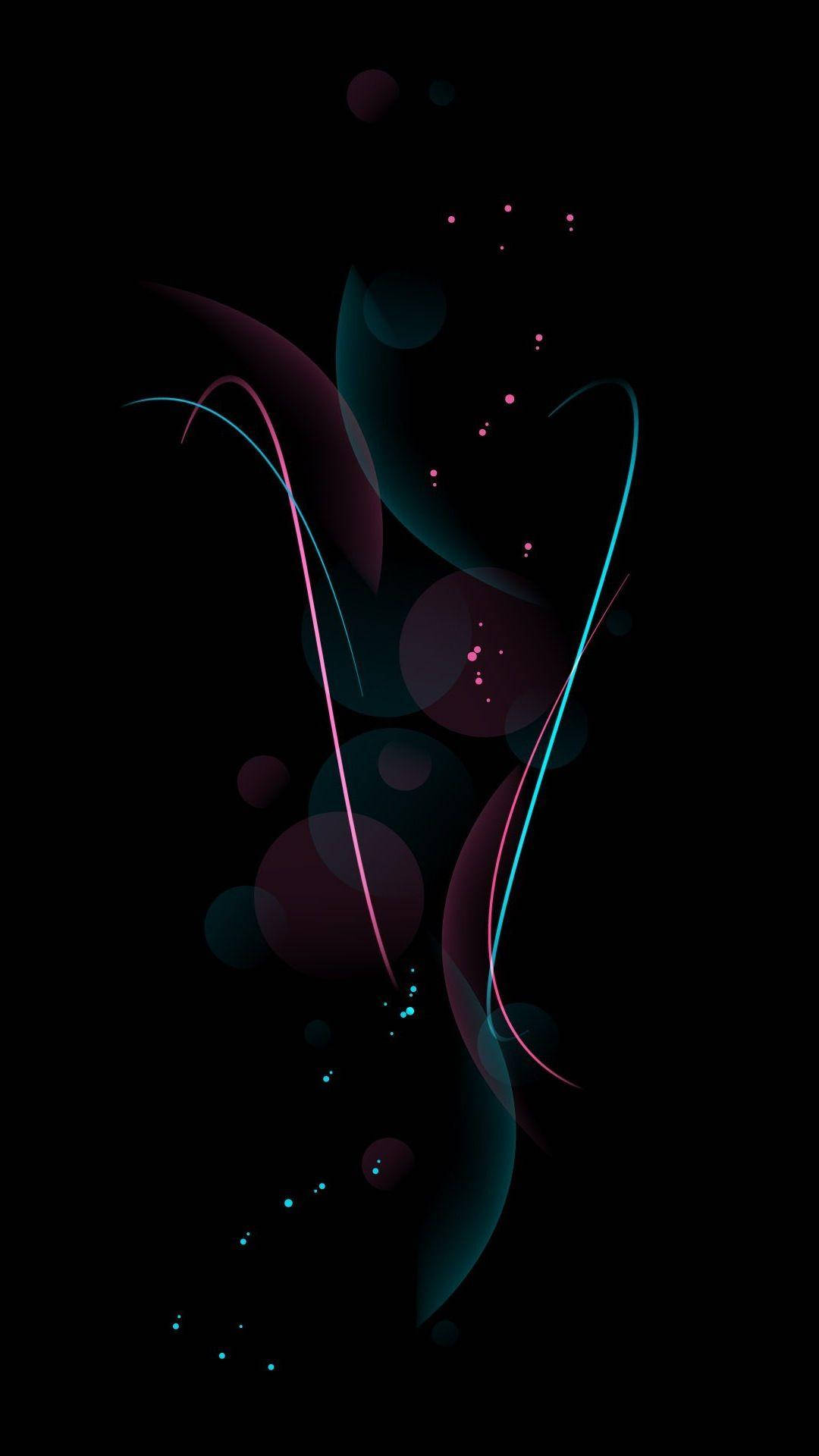 Fondo oscuro de Android con bokeh y líneas Fondos de pantalla