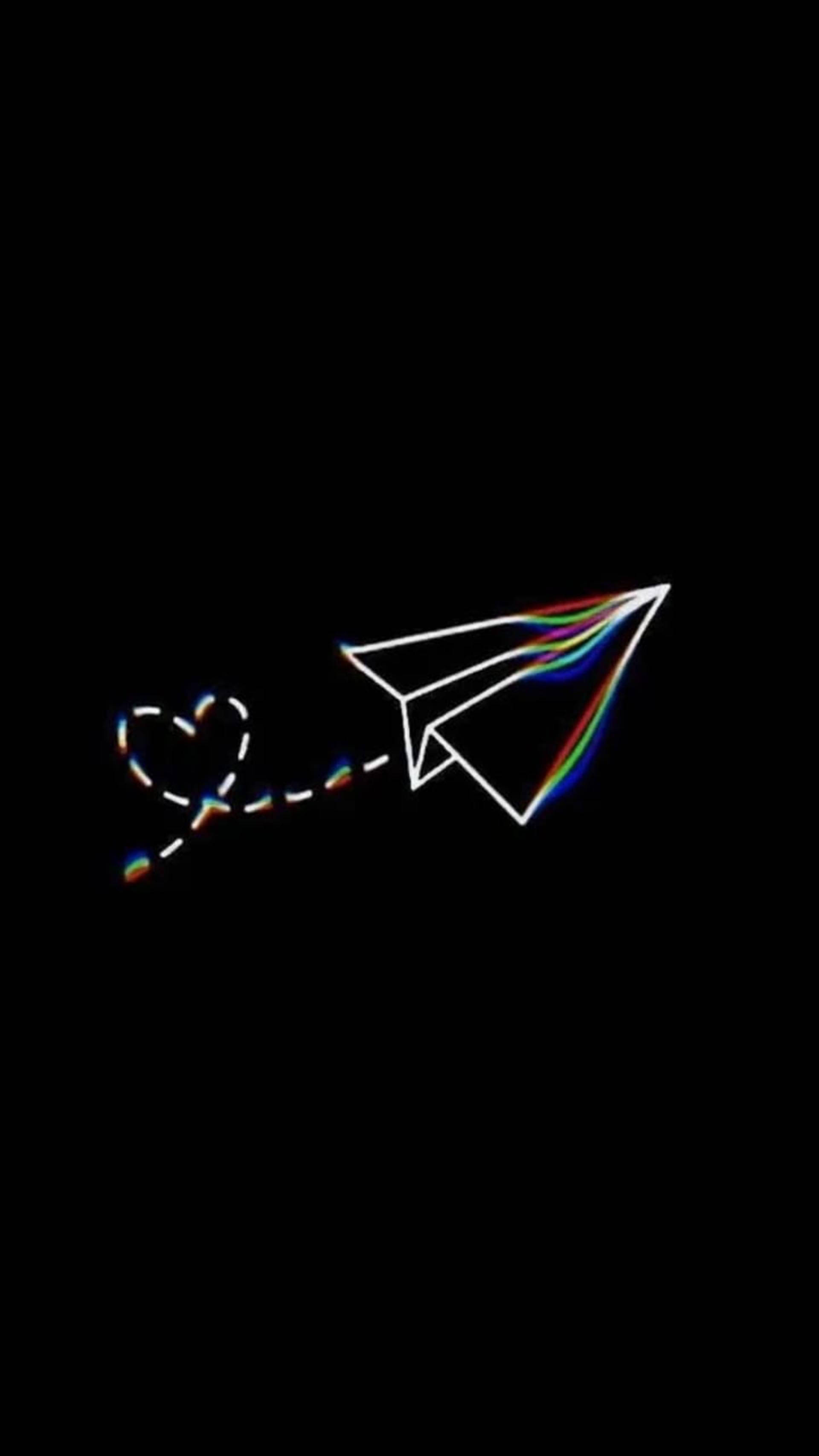Fondo oscuro psicodélico de avión y corazón Fondos de pantalla