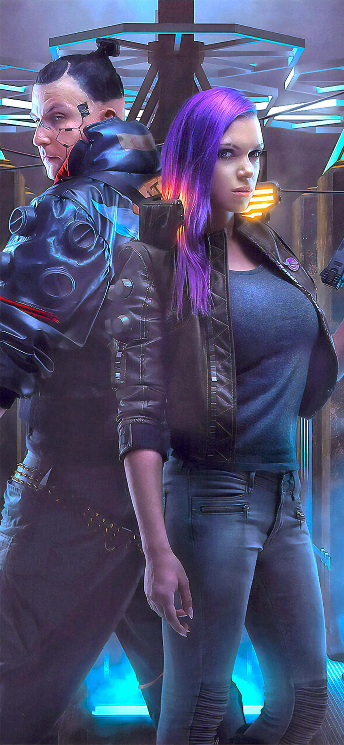 Fondo iPhone X Cyberpunk 2077 Personajes Hombre y Mujer Fondos de pantalla
