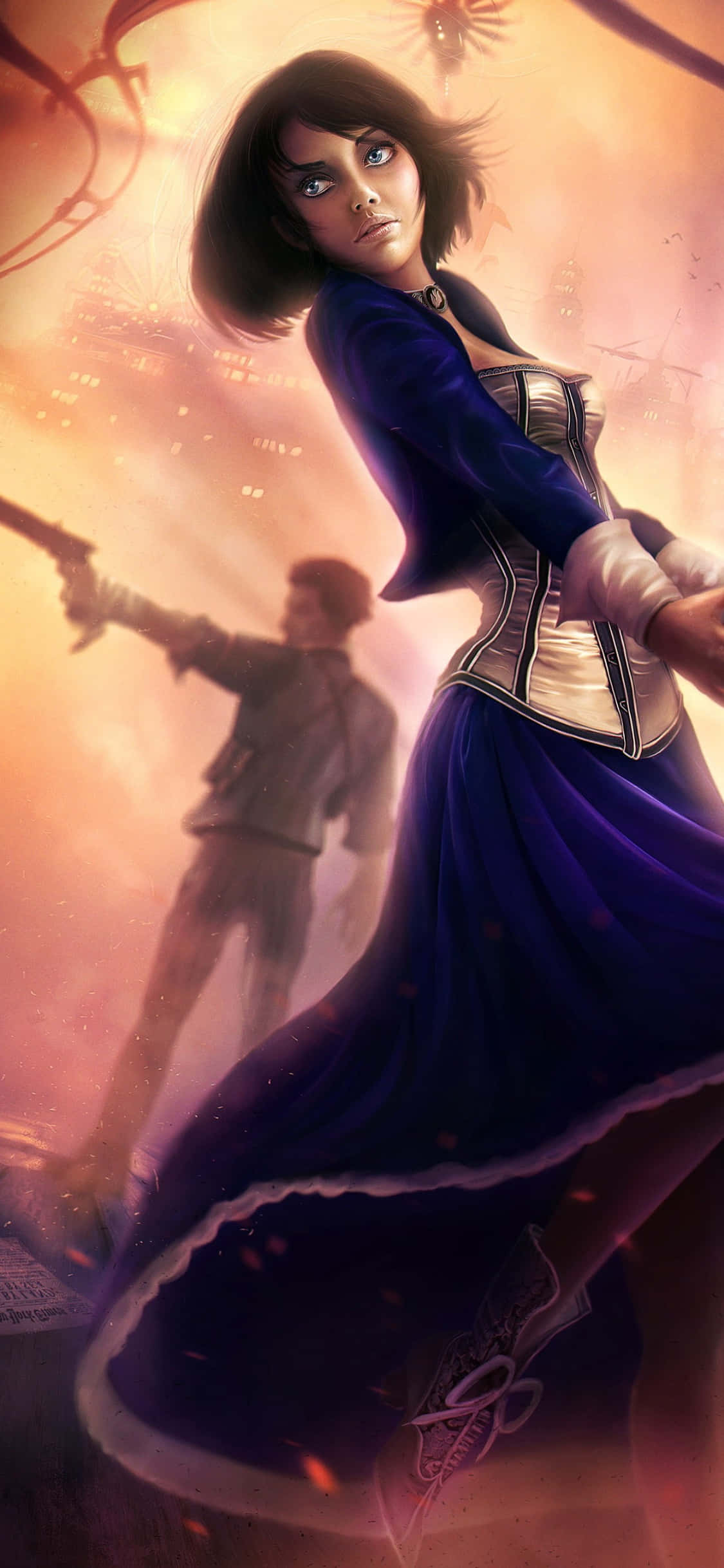 Fondo para iPhone X de Bioshock Infinite con Fanart de Booker y Elizabeth Fondos de pantalla