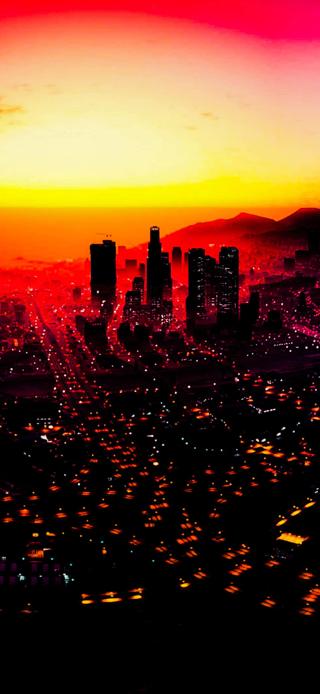 Fondo para iPhone X de Grand Theft Auto V atardecer rojo Fondos de pantalla