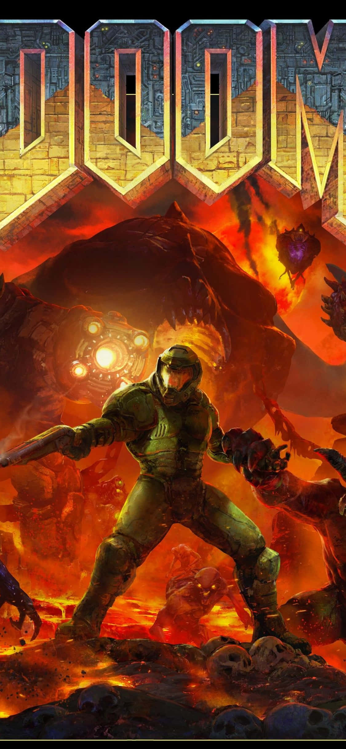Fondo de Doom con logotipo superior para iPhone Xs Fondos de pantalla