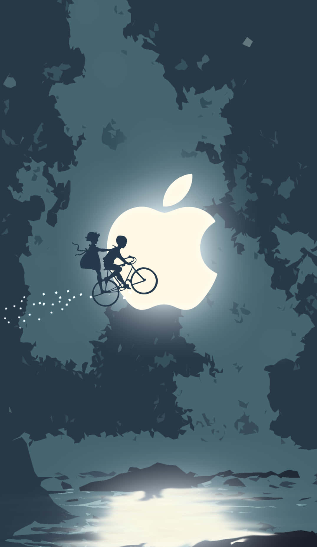 Fondo Pixel 3 con Logo de Apple y Bicicleta Voladora Fondos de pantalla