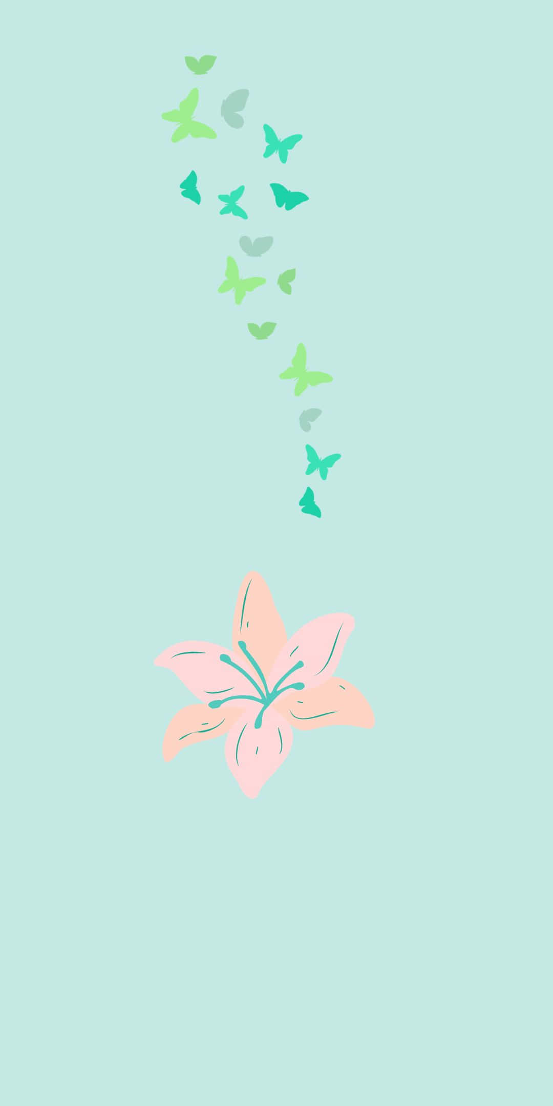 Fondo Pixel 3 de flor rosa minimalista y mariposas Fondos de pantalla