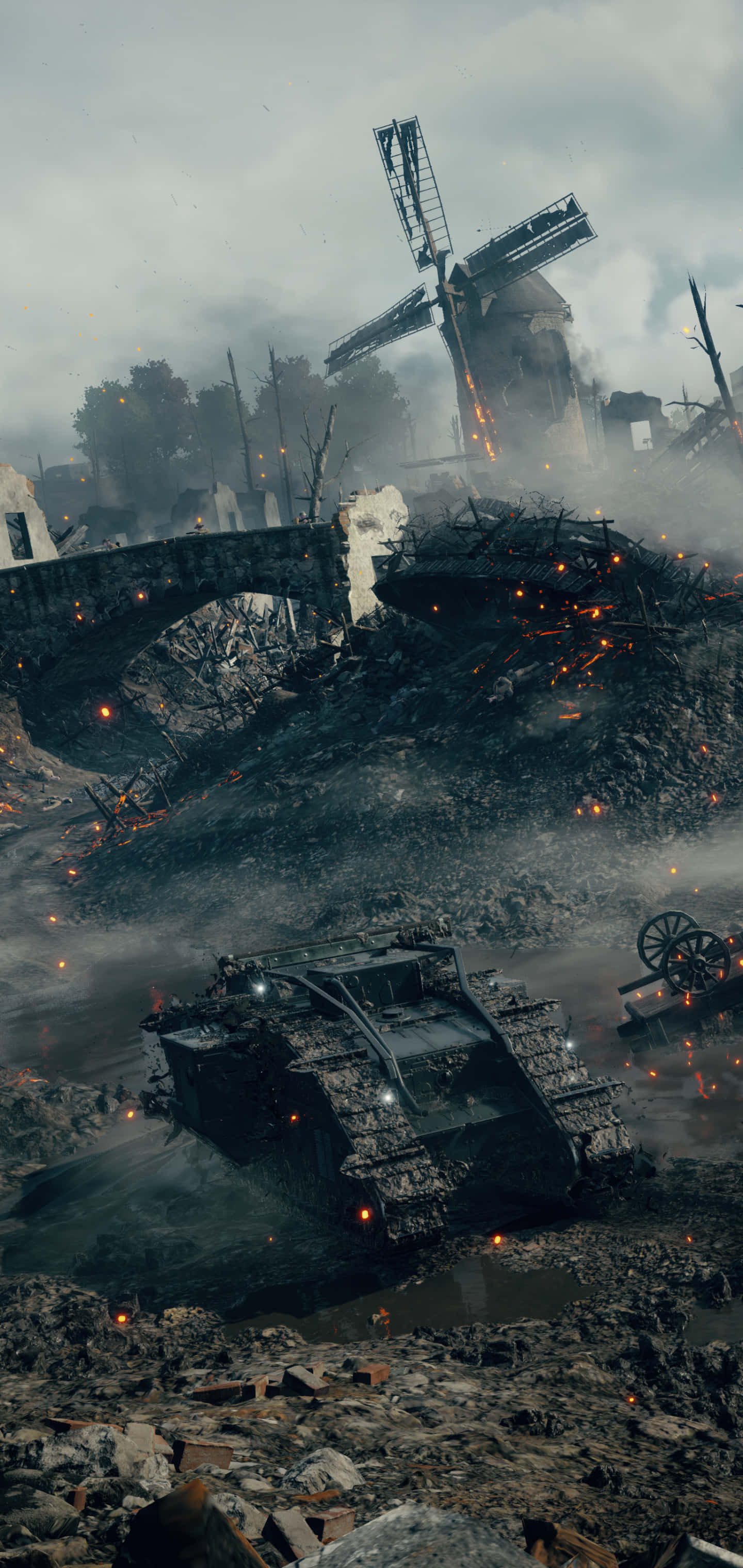 Fondo Pixel 3xl de Battlefield 1 con Tanque en Ambiente Humeante Fondos de pantalla
