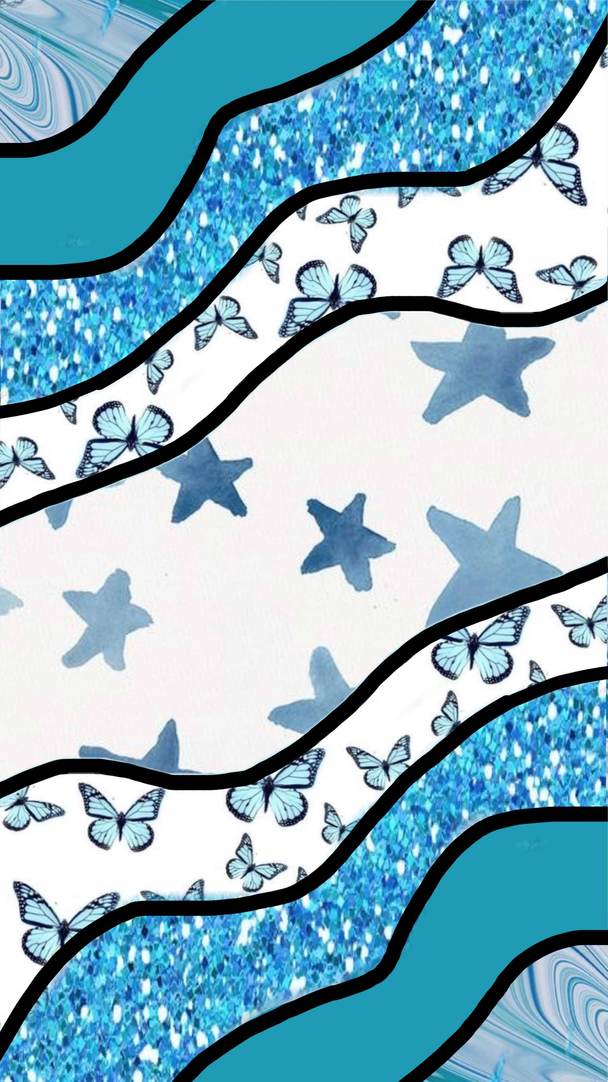 Fondo Preppy Azul con Capas y Curvas Fondos de pantalla