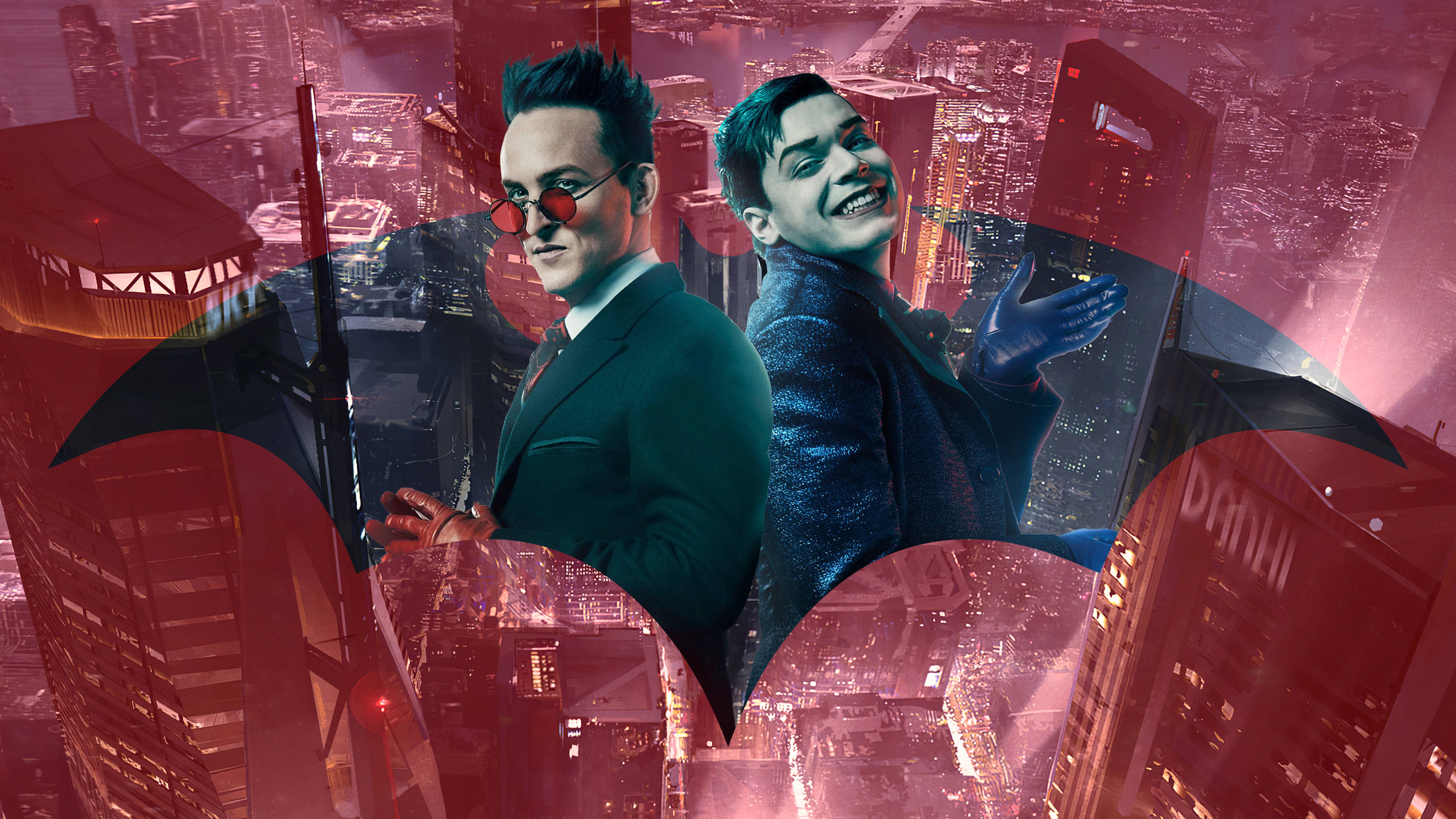 Fondo rojo estético 4K de Gotham Penguin Fondos de pantalla