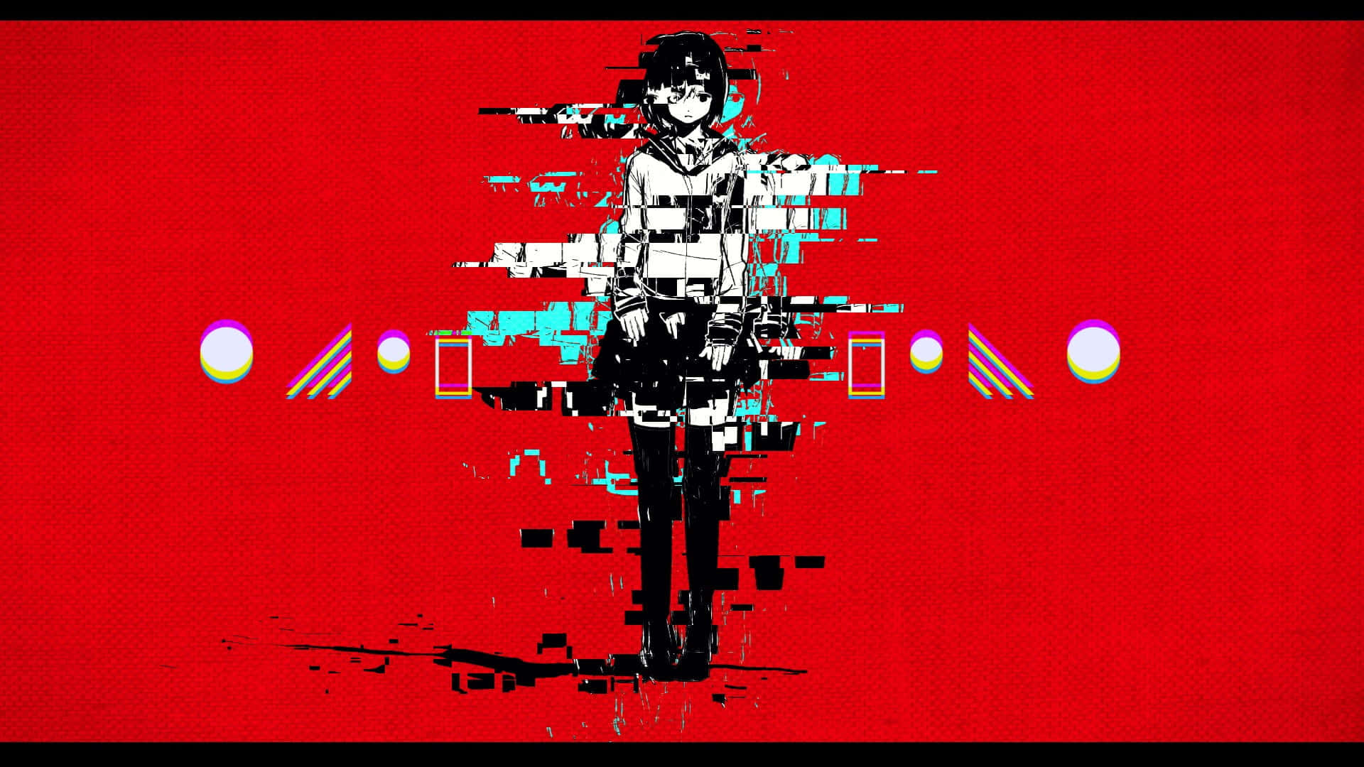 Fondo rojo estético con chica anime glitch Fondos de pantalla