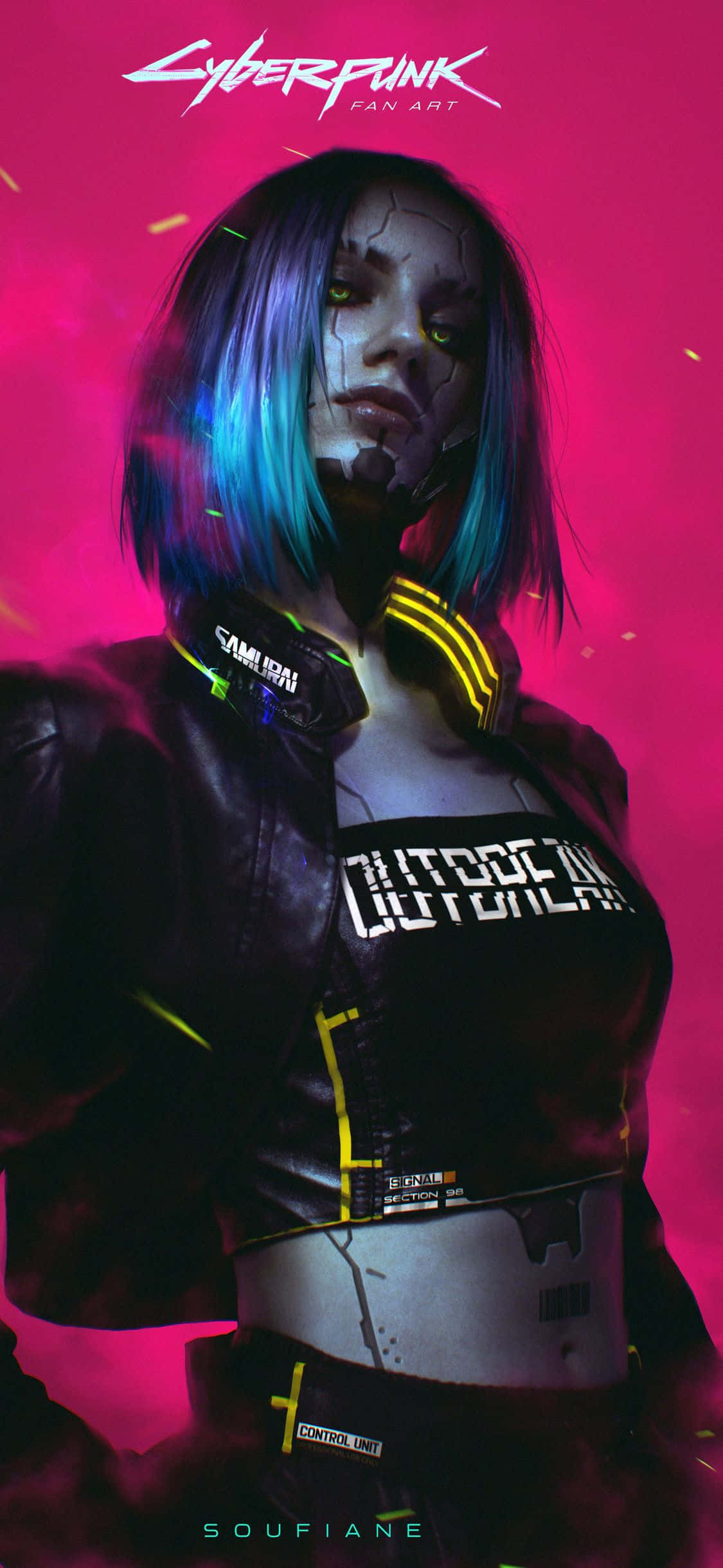 Fondo rosa ciberpunk para iPhone XS Max con Cyborg Fondos de pantalla