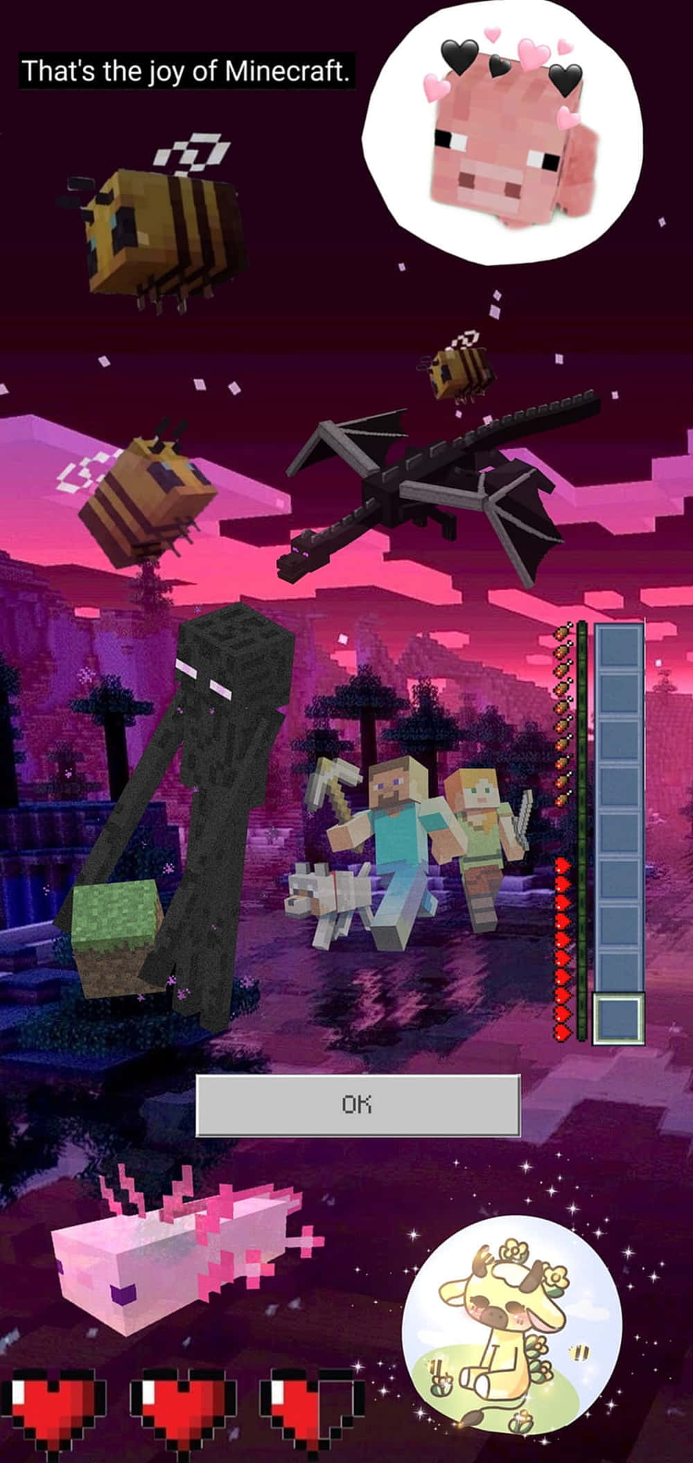 Fondo Rosa y Negro de Minecraft para Pixel 3xl Fondos de pantalla