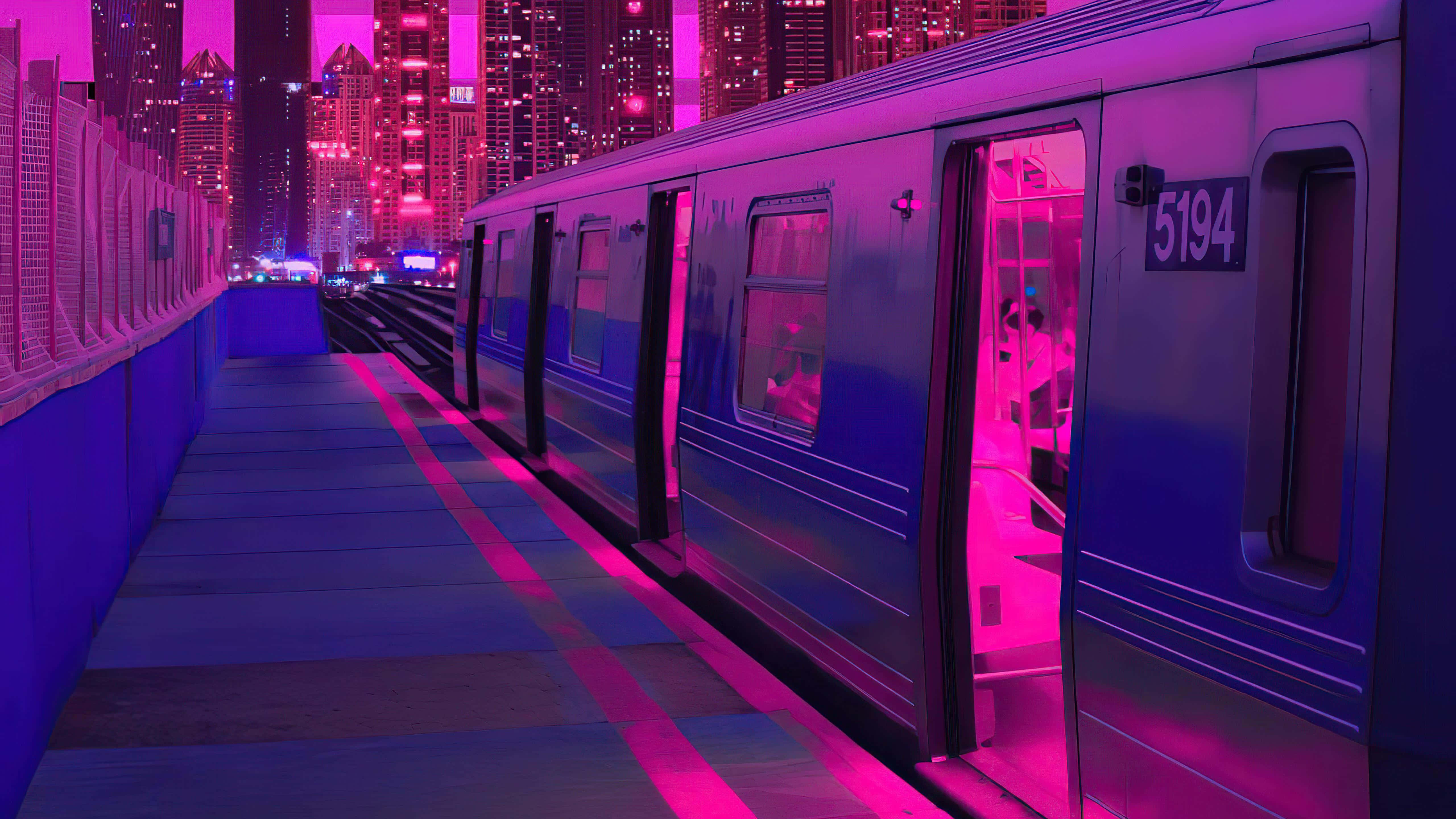 Fondo Synthwave de Tren Neón Fondos de pantalla