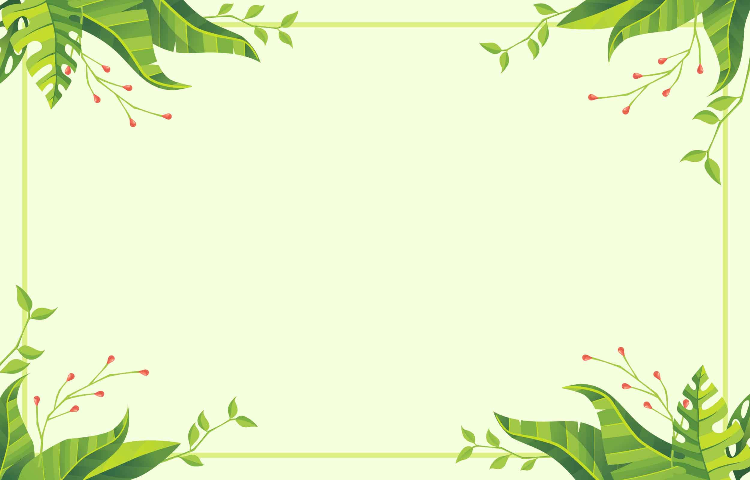 Fondo Verde Claro con Hojas y Flores Fondos de pantalla
