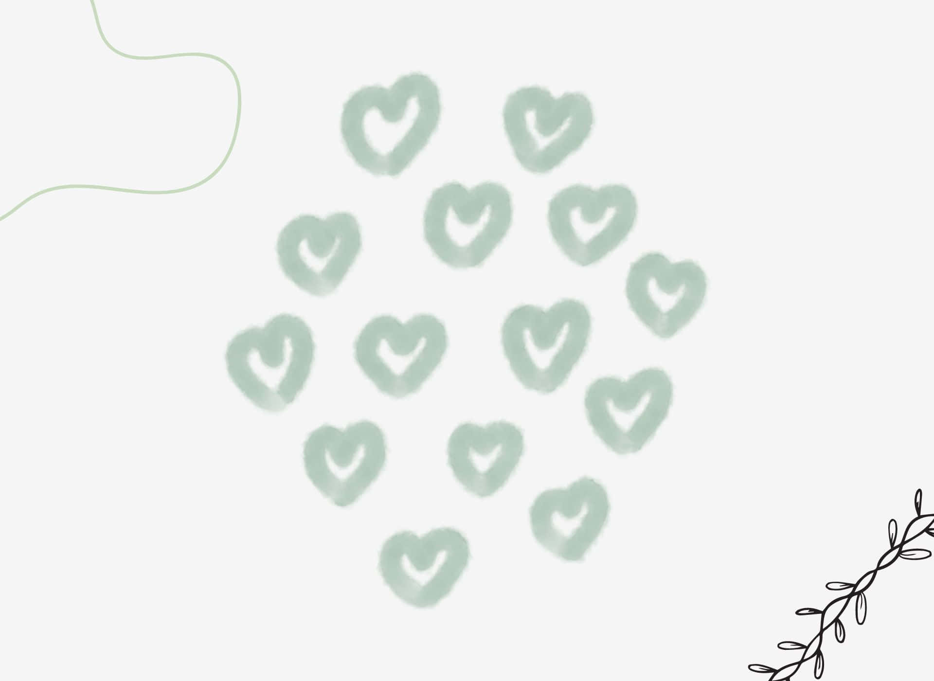 Fondo verde estético de corazones Fondos de pantalla