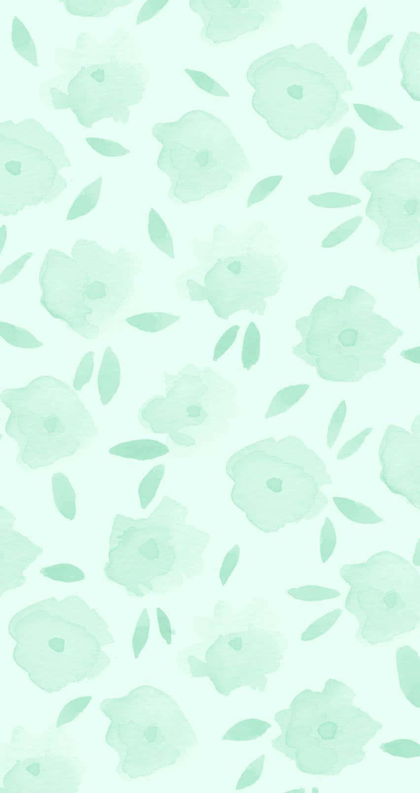 Fondo Verde Pastel con Flores y Hojas Fondos de pantalla