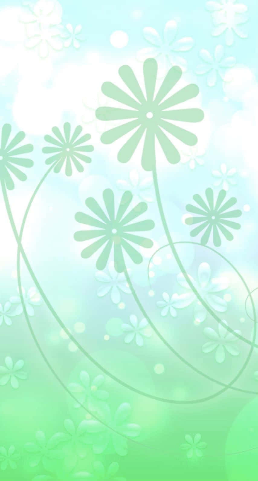 Fondo Verde Pastel con Flores y Tallos Fondos de pantalla
