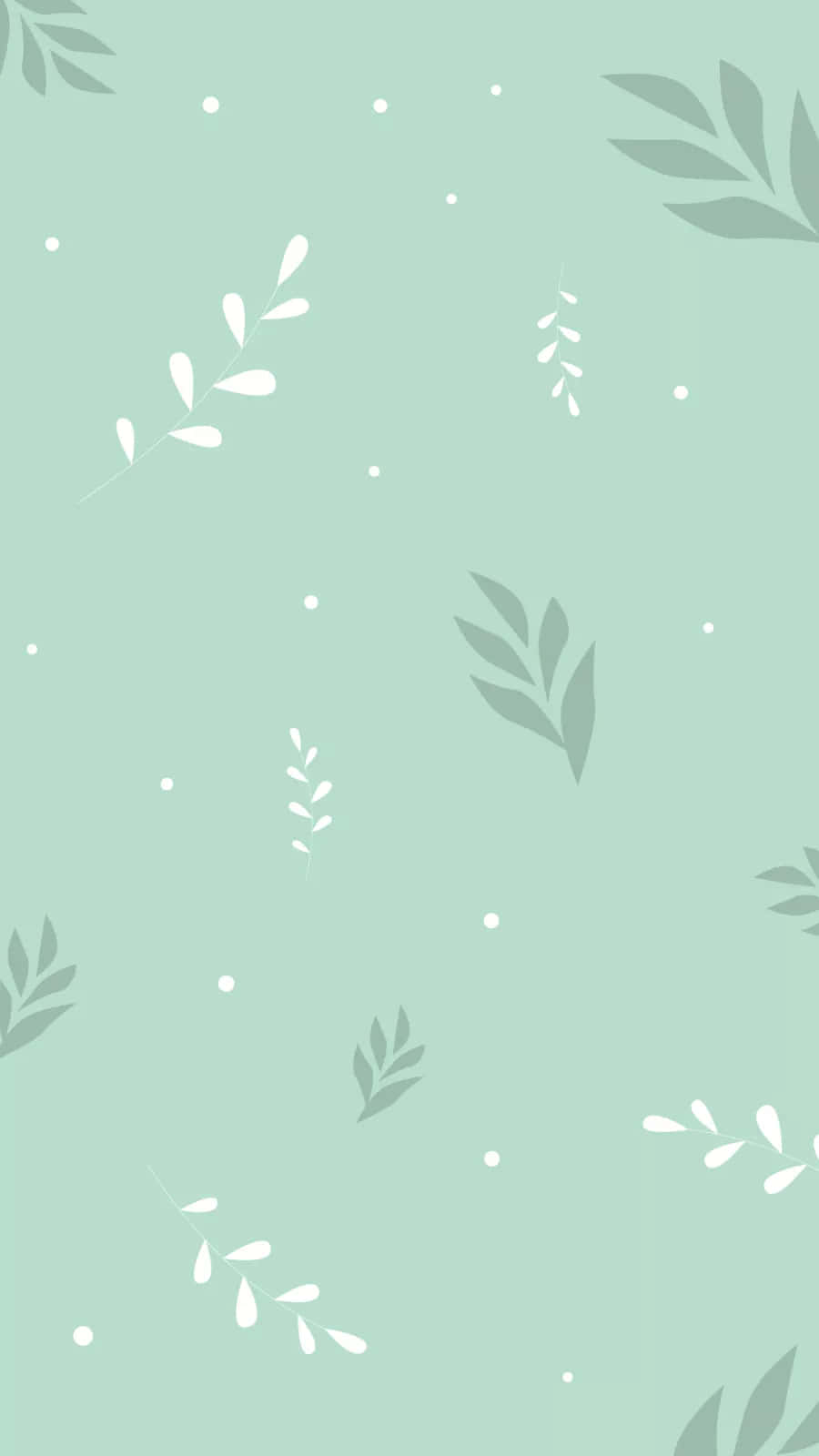 Fondo verde pastel con hojas blancas y grises Fondos de pantalla