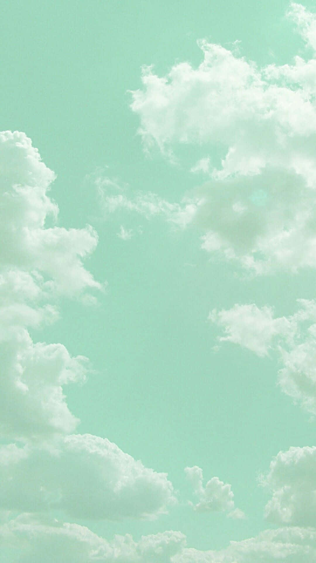 Fondo Verde Pastel con Nubes Blancas Fondos de pantalla