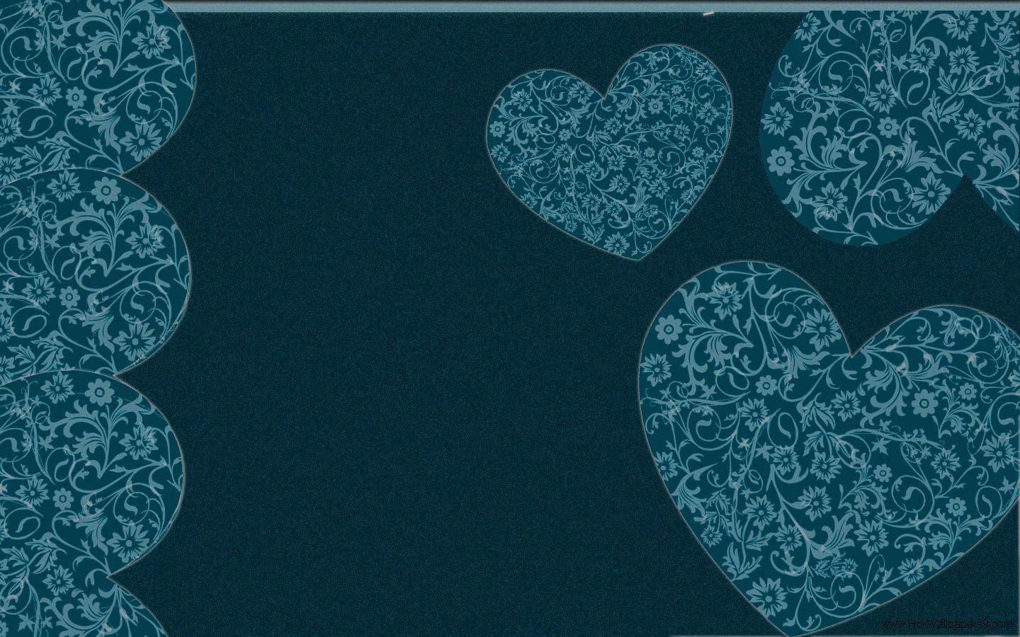 Fondos de escritorio lindos con corazones florales en verde azulado Fondos de pantalla