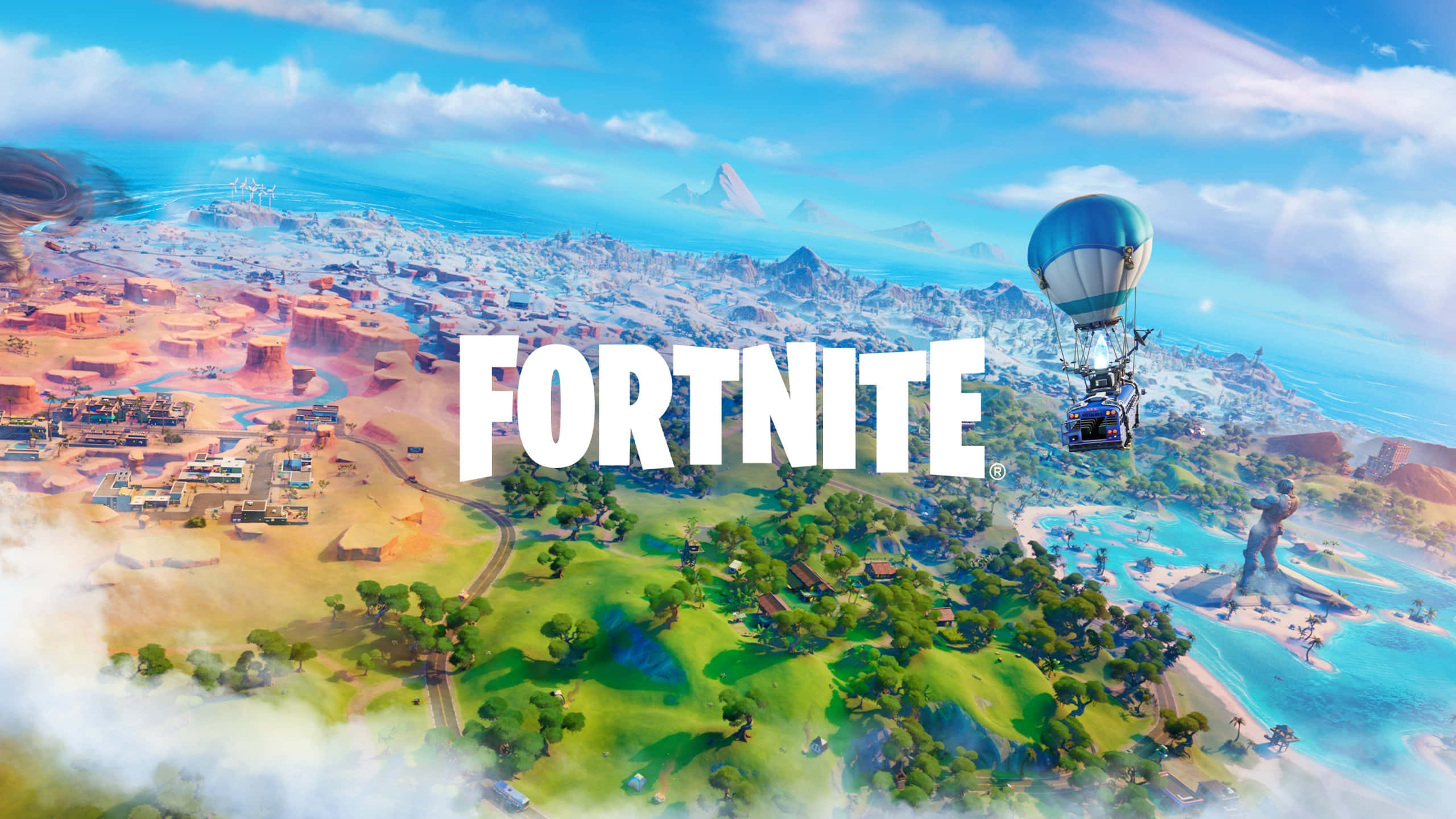 Fortnite - una ciudad con globo aerostático Fondos de pantalla