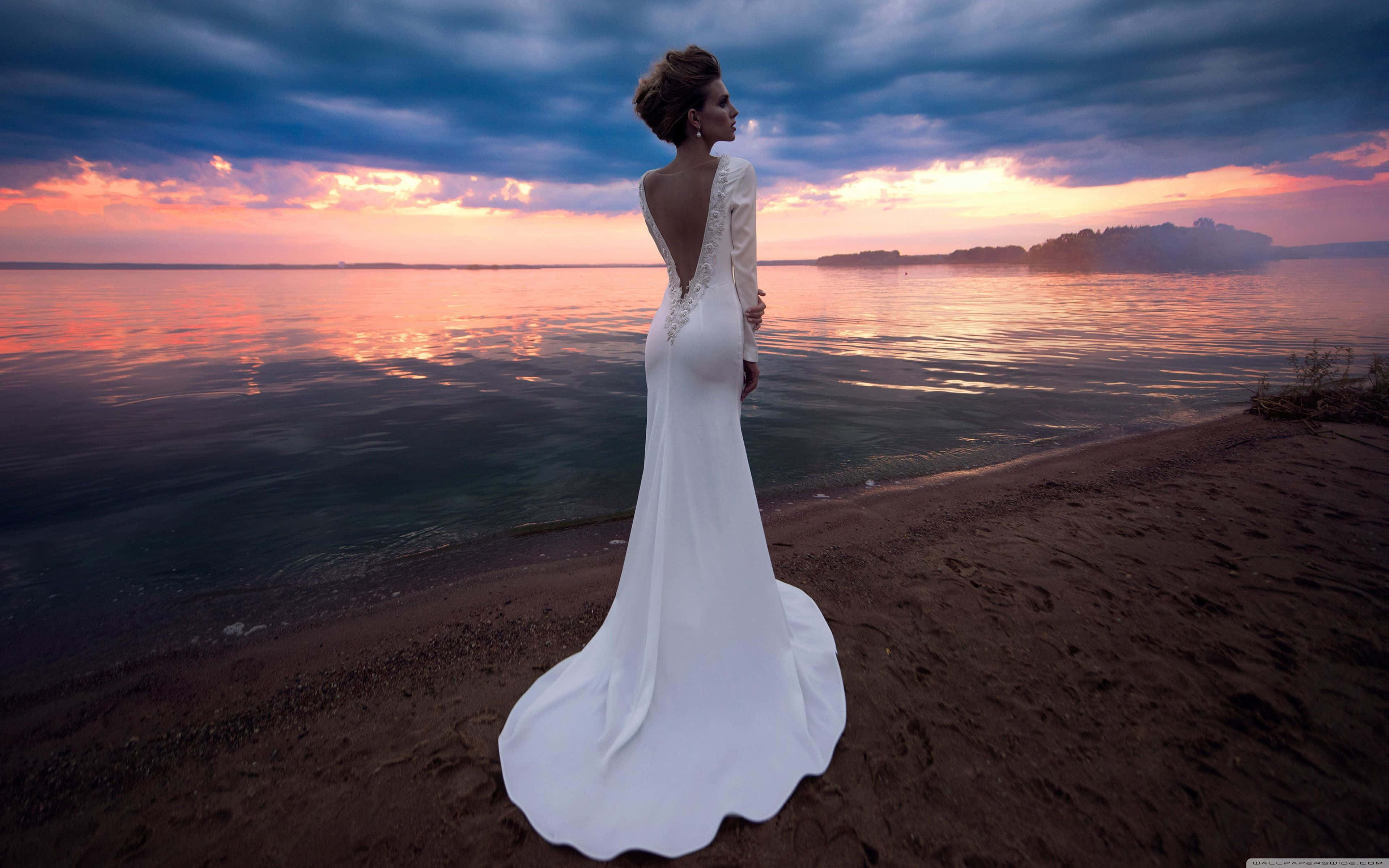 Foto de Novia Estética para Boda en la Playa Fondos de pantalla