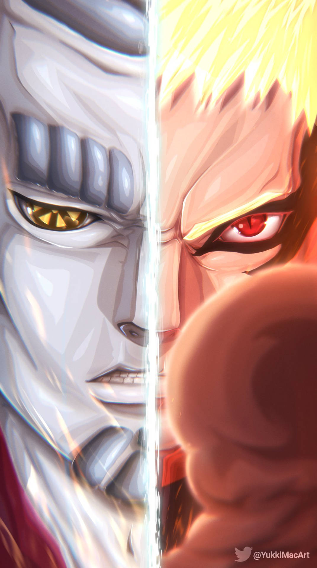 Foto dividida del Modo Barión de Naruto