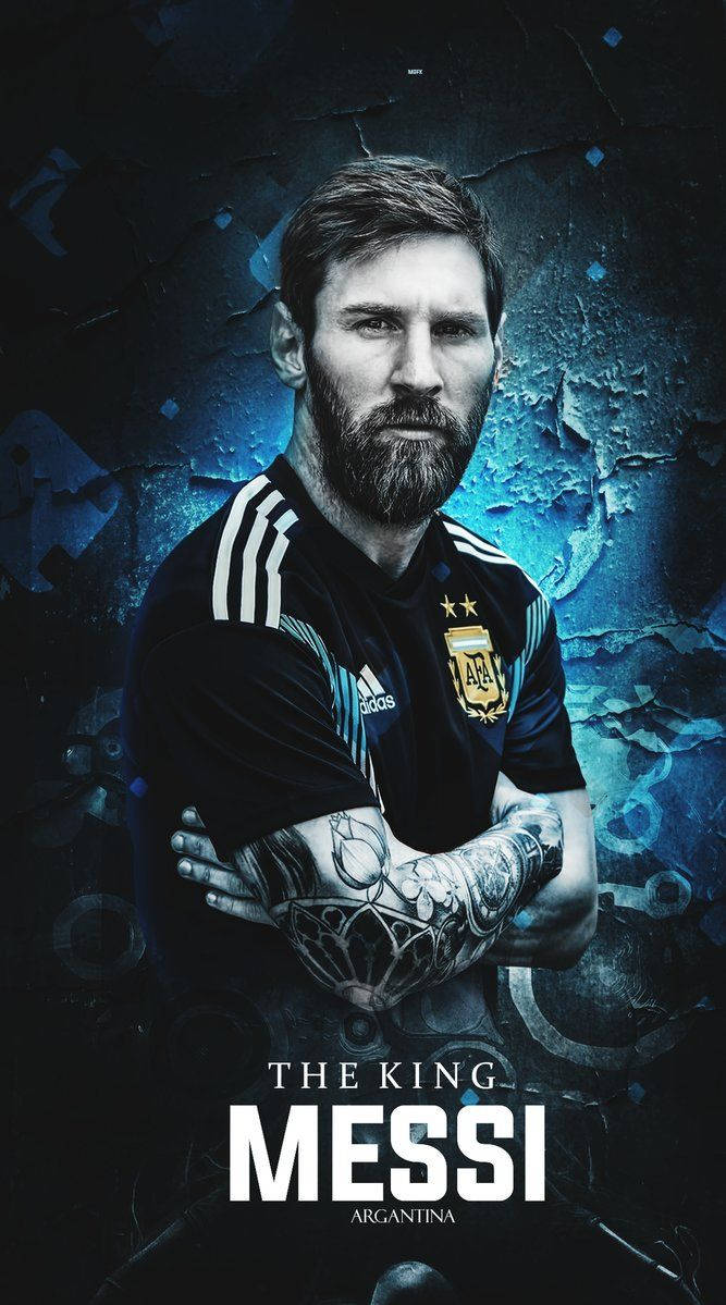 Fondo de pantalla de Lionel Messi con texto 'El Rey Messi Argentina'
