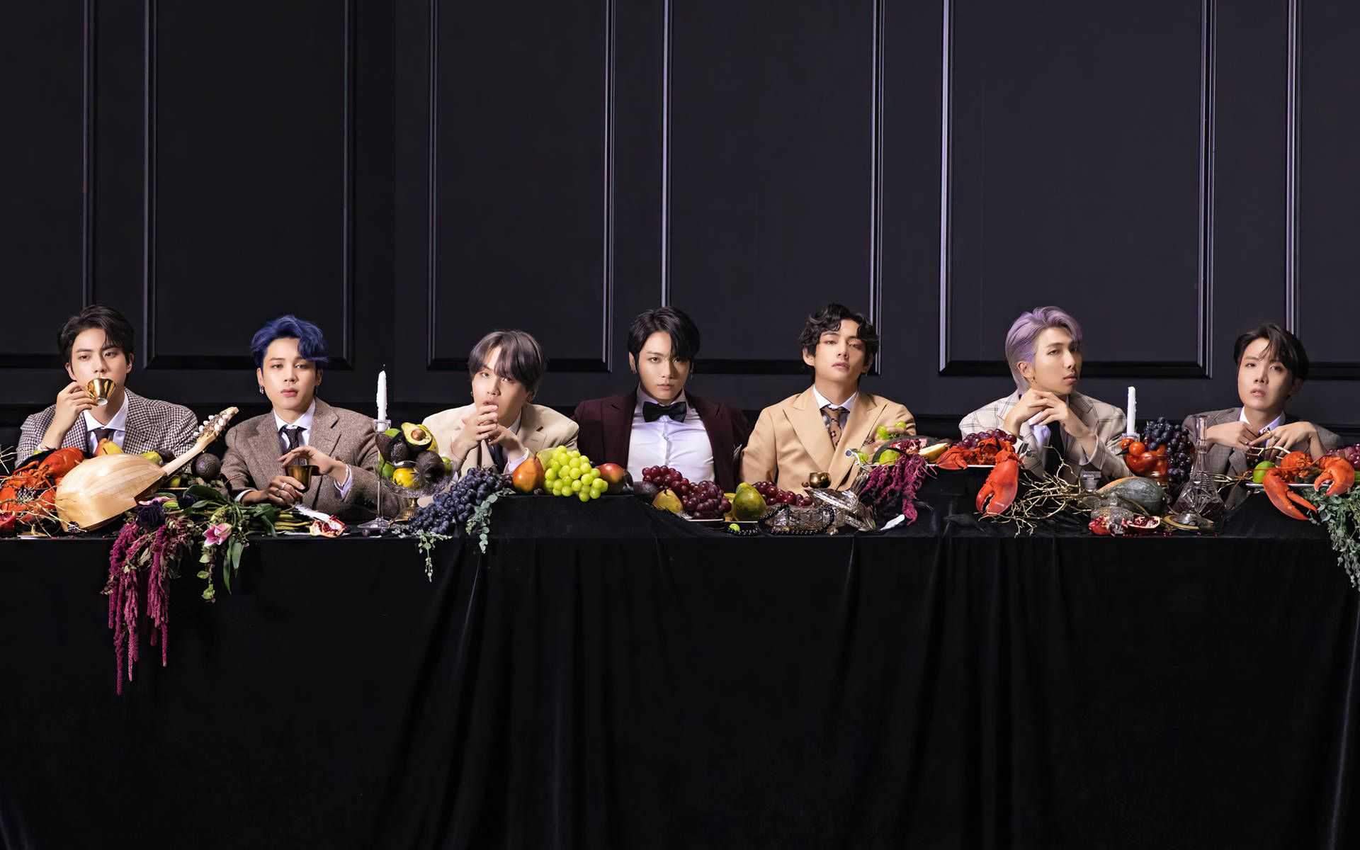 Fondo de pantalla de foto grupal de BTS Dionysus