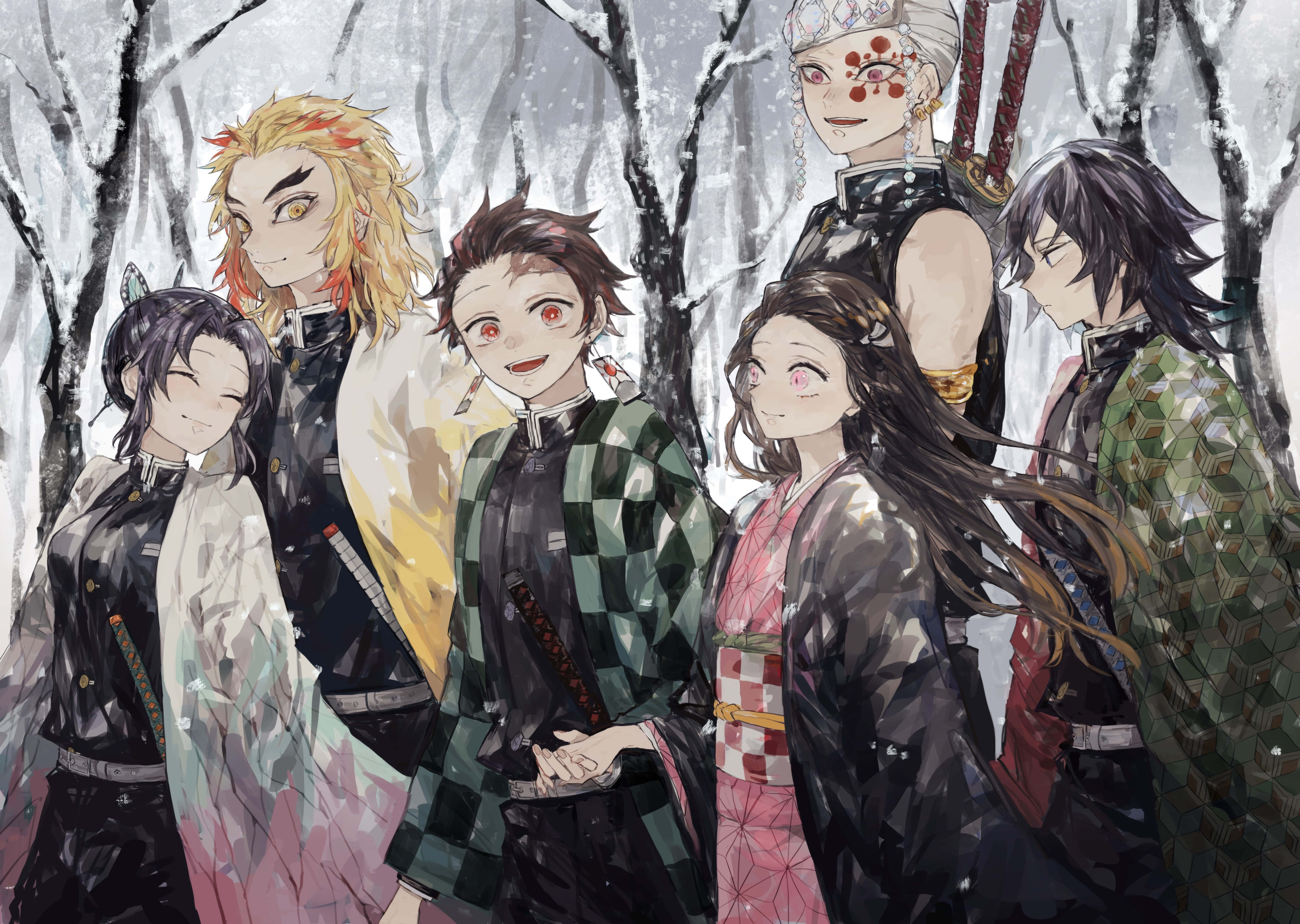 Foto grupal de personajes de Demon Slayer para laptop Fondos de pantalla