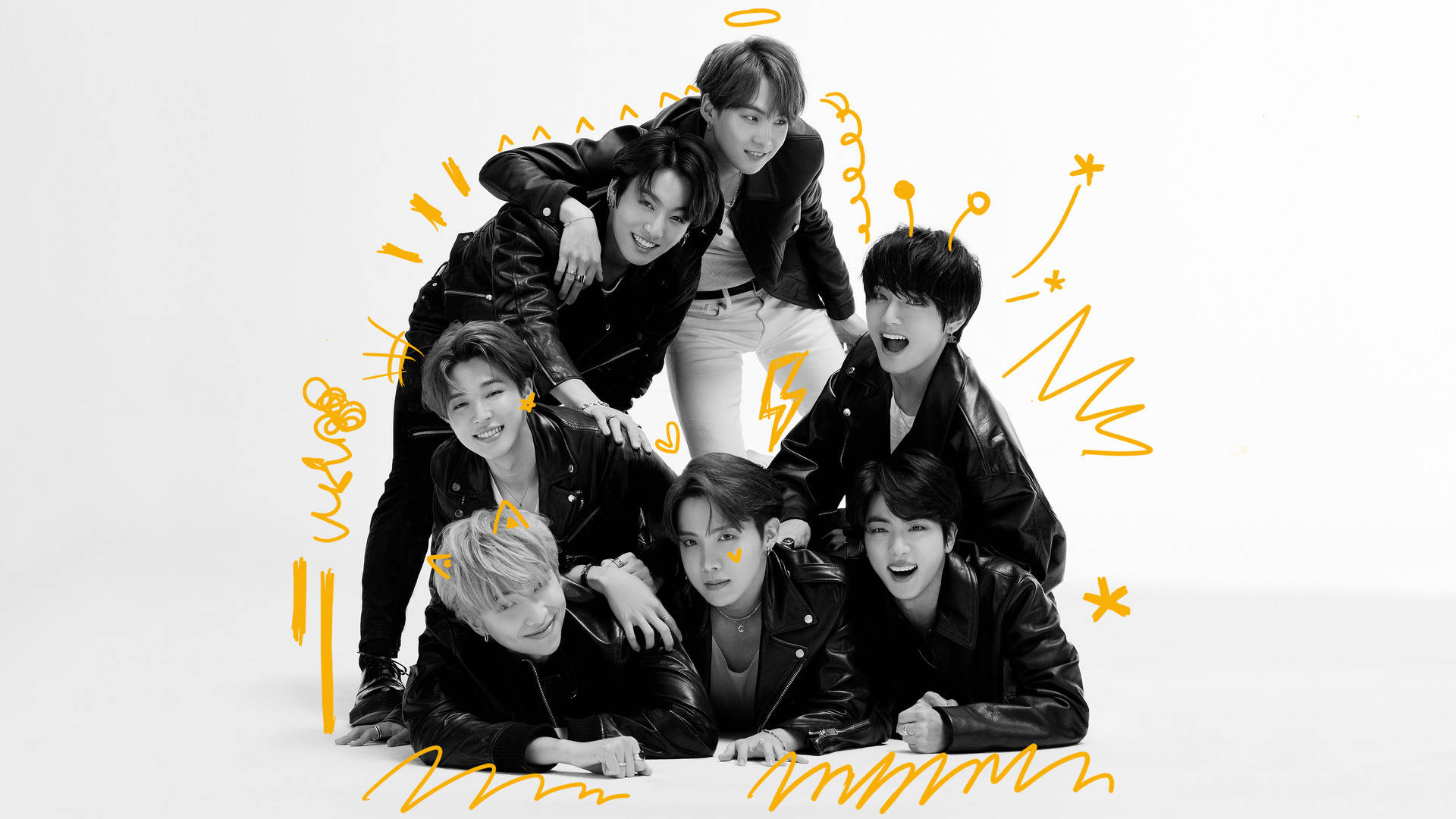 Foto grupal en escala de grises de BTS Fondos de pantalla