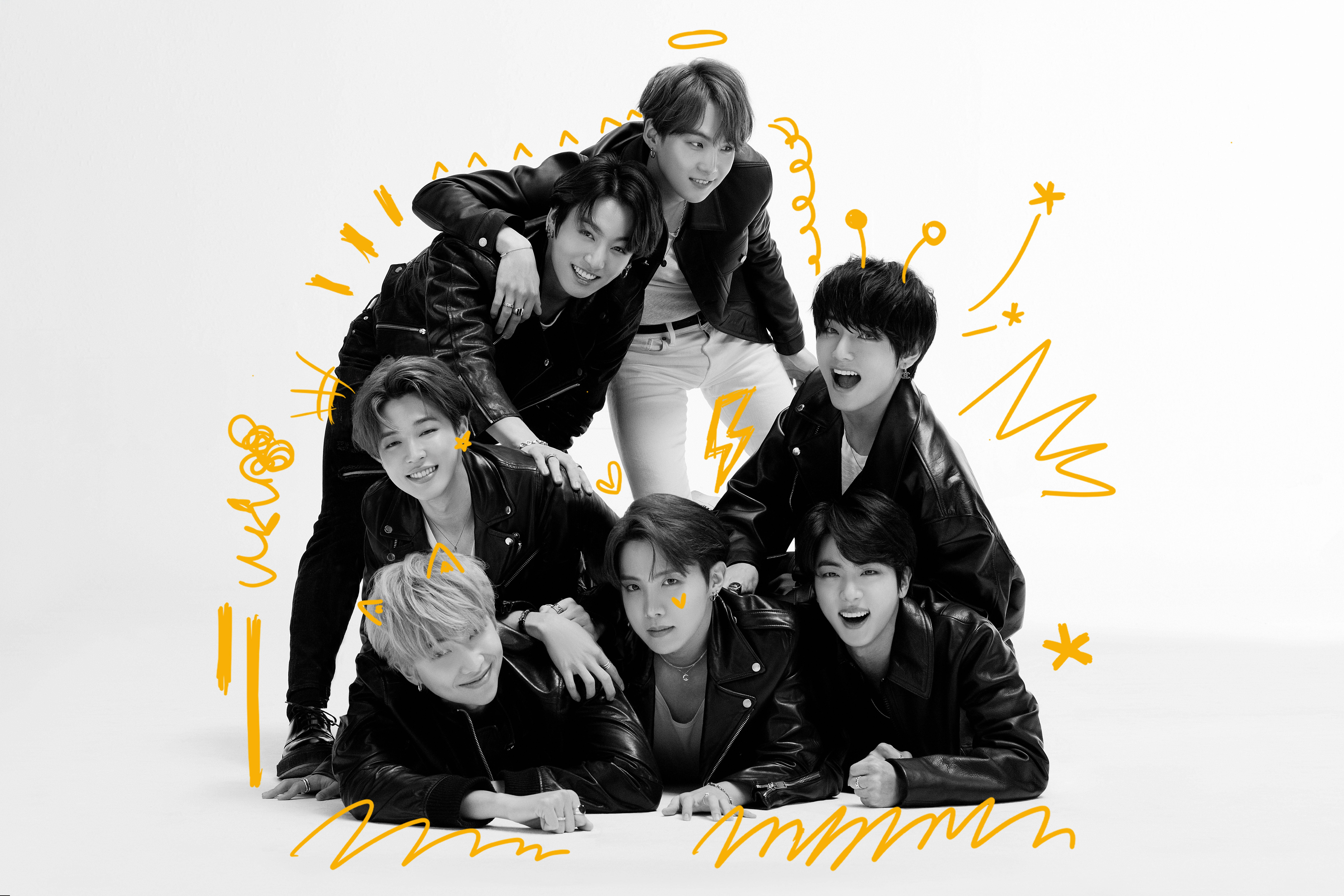 Foto grupal monocromática de BTS Dynamite Fondos de pantalla