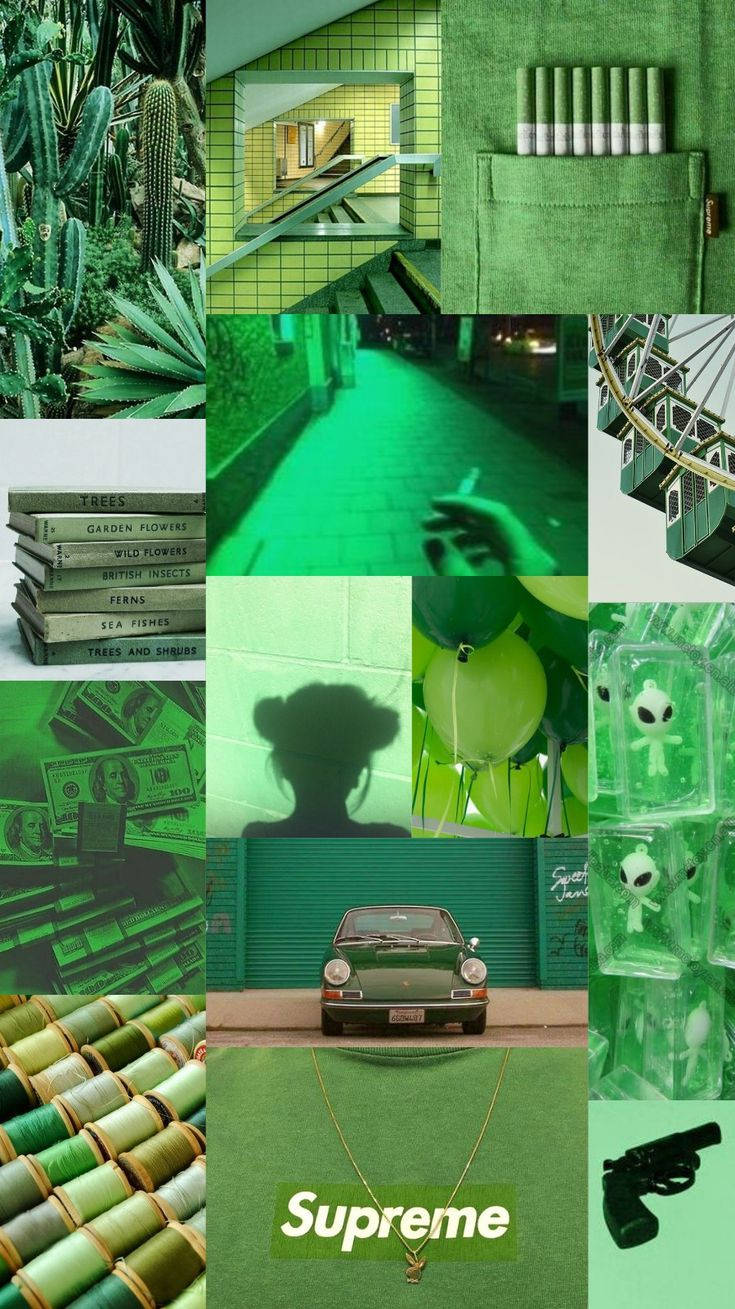 Fotos de collage estético verde claro Fondos de pantalla