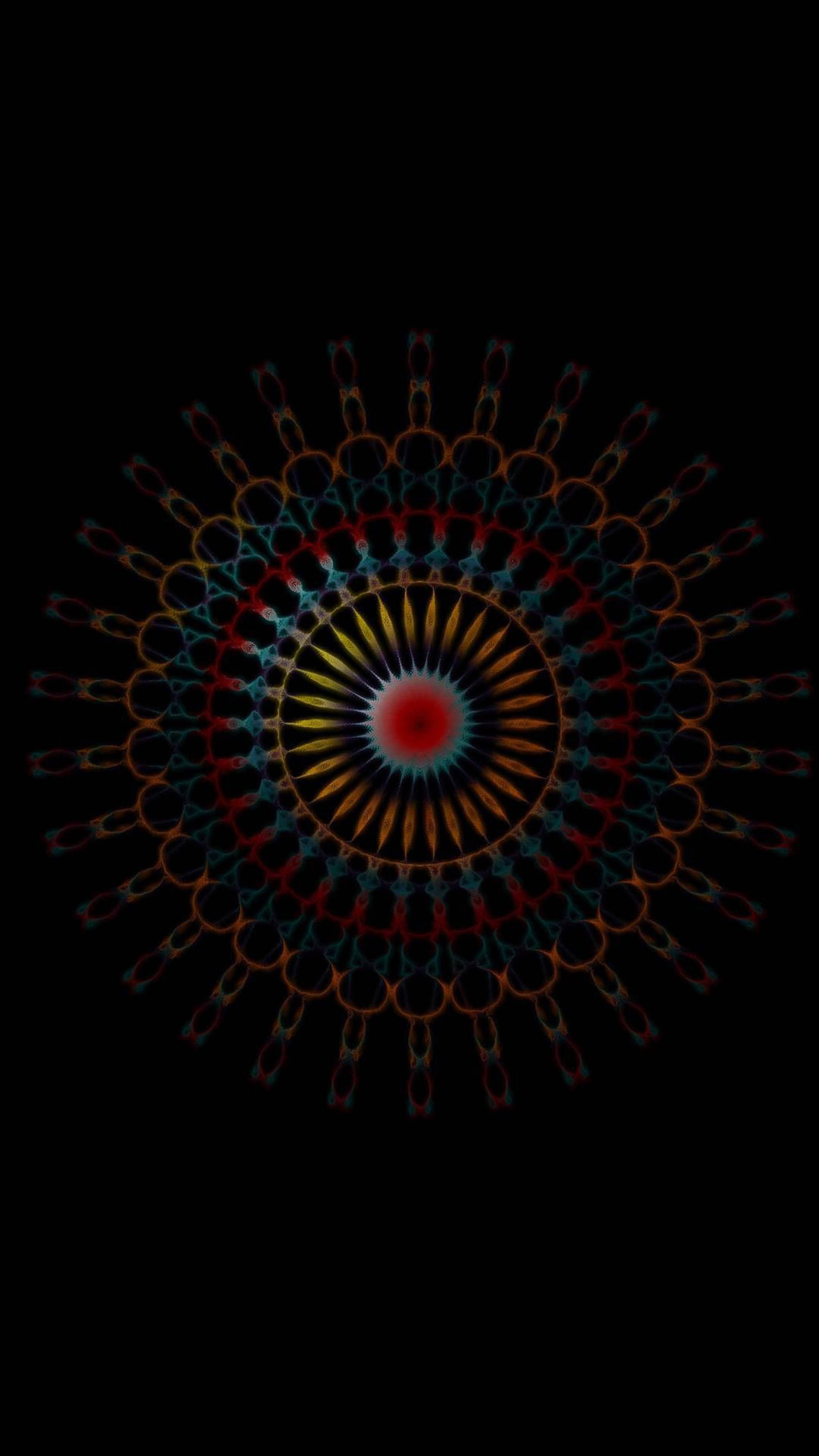 Fractal circular estético oscuro y psicodélico Fondos de pantalla