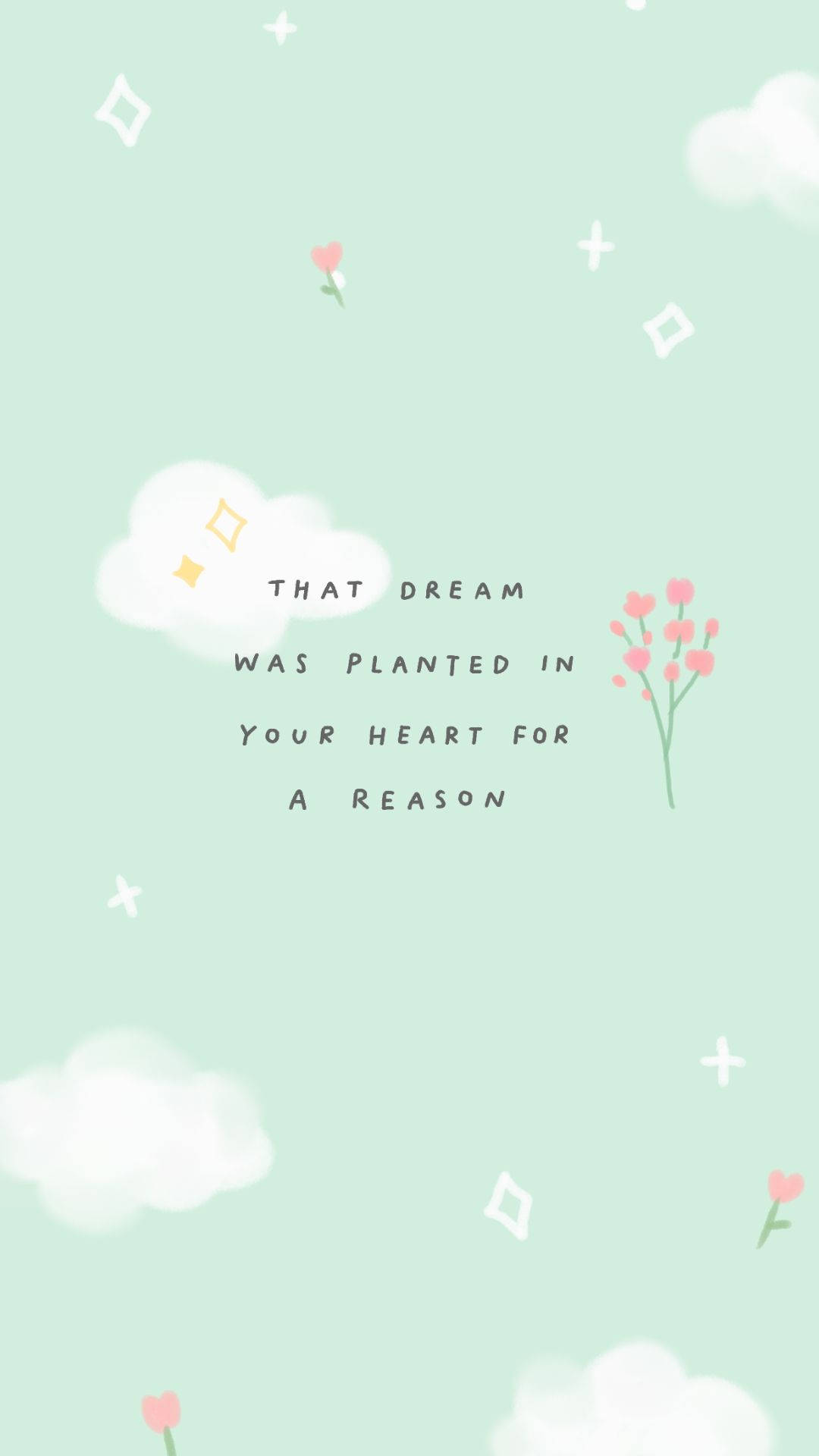 Frases positivas lindas con destellos verde pastel Fondos de pantalla