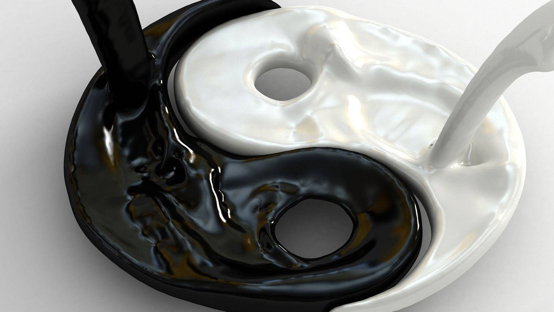 Frío Yin Yang en Blanco y Negro Fondos de pantalla