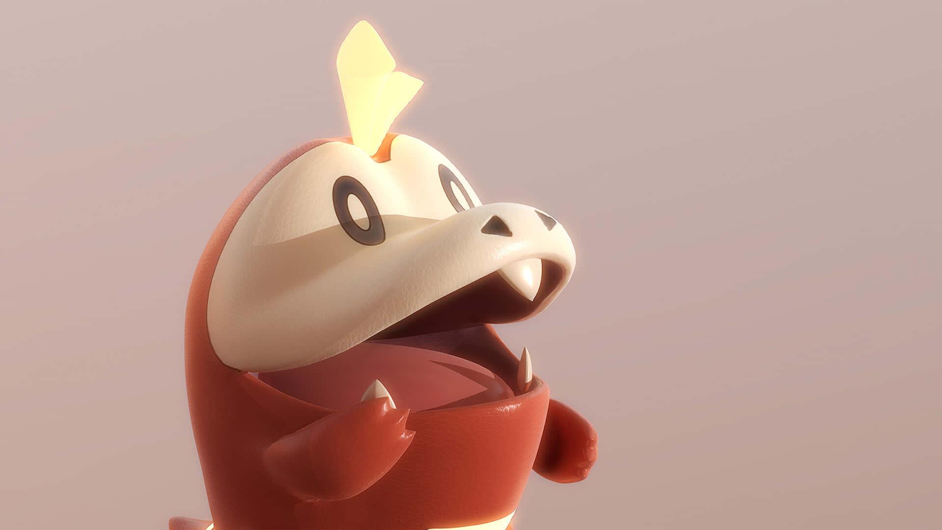 Fuecoco Pokémon con boca abierta 3D Fondos de pantalla
