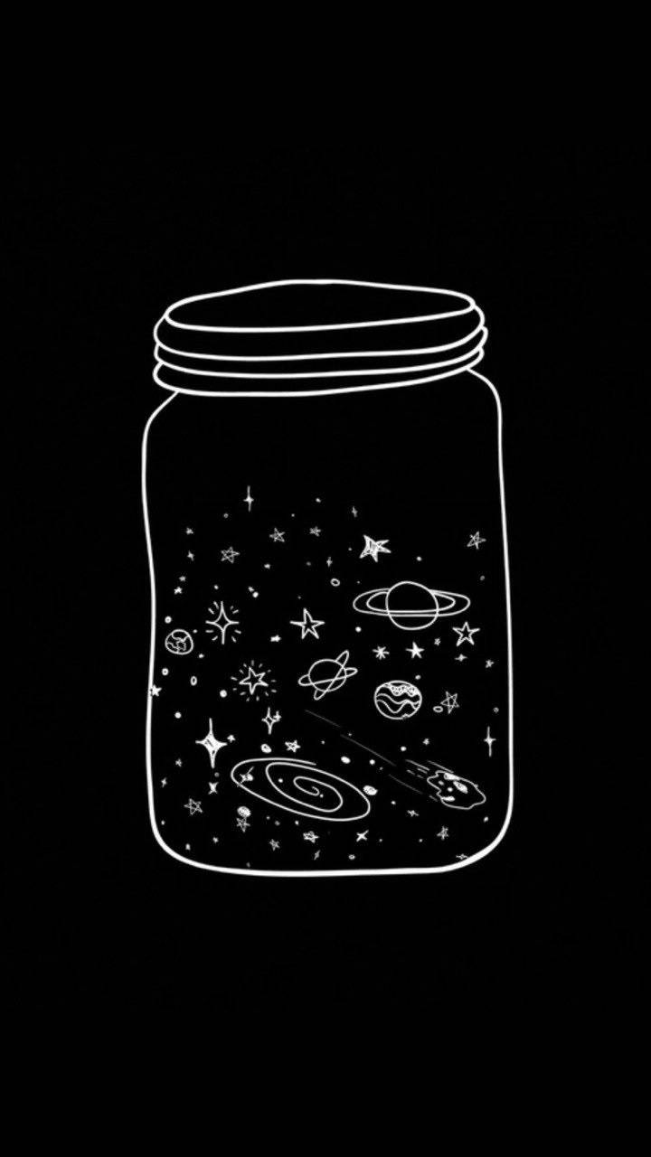Galaxia estética en frasco, blanco y negro y adorable Fondos de pantalla