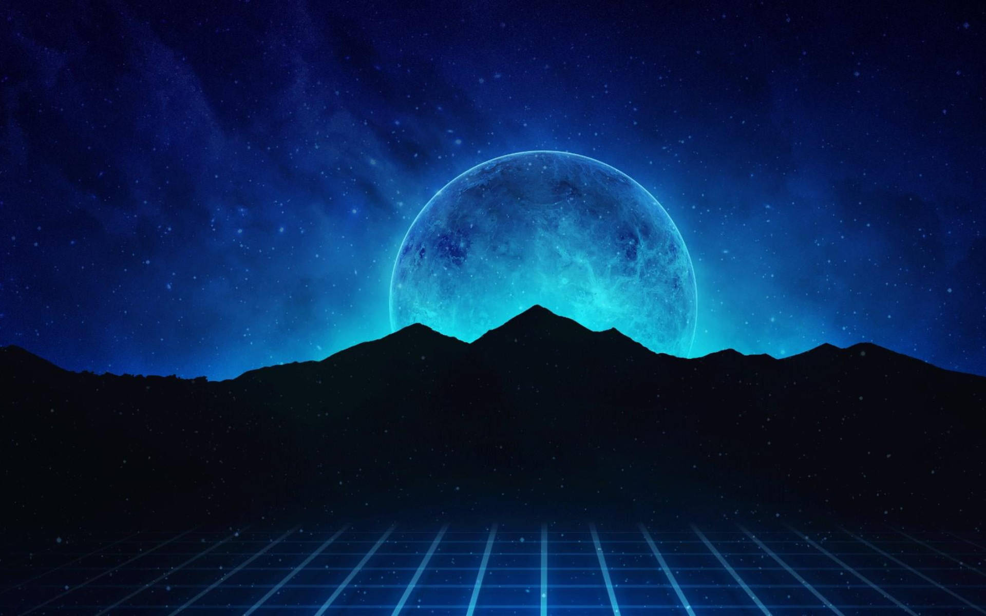 Galaxia Luna Montaña Vaporwave Fondos de pantalla