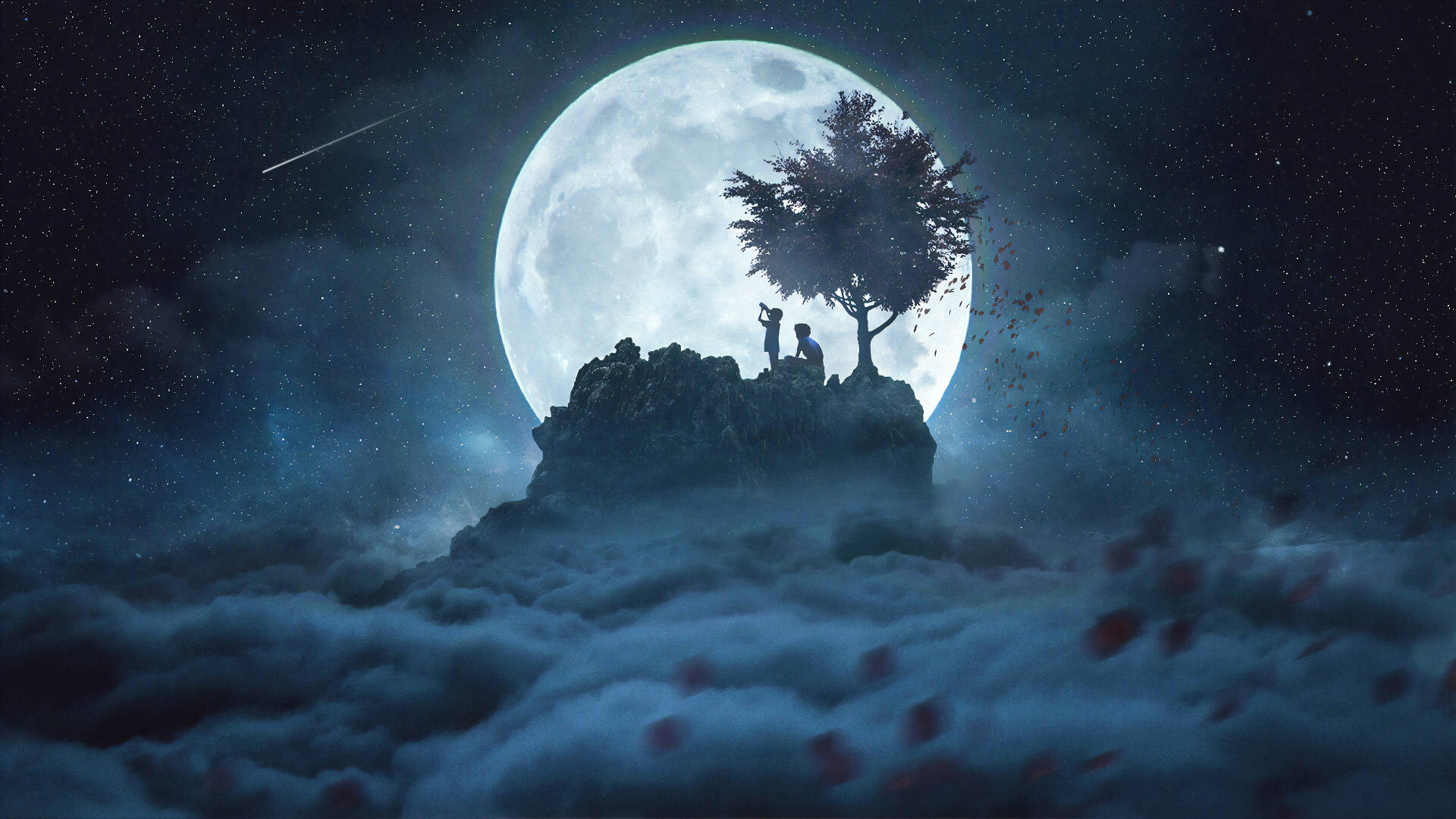 Galaxia Luna y Colina Fondos de pantalla