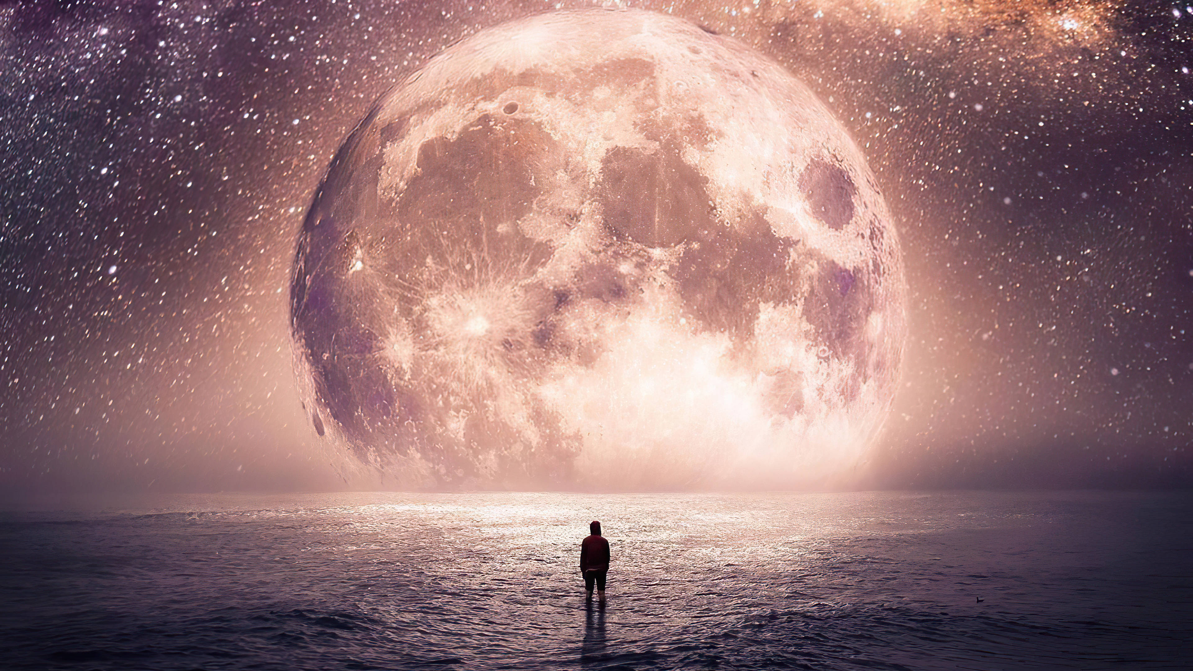 Galaxia, Luna y El Mar Fondos de pantalla