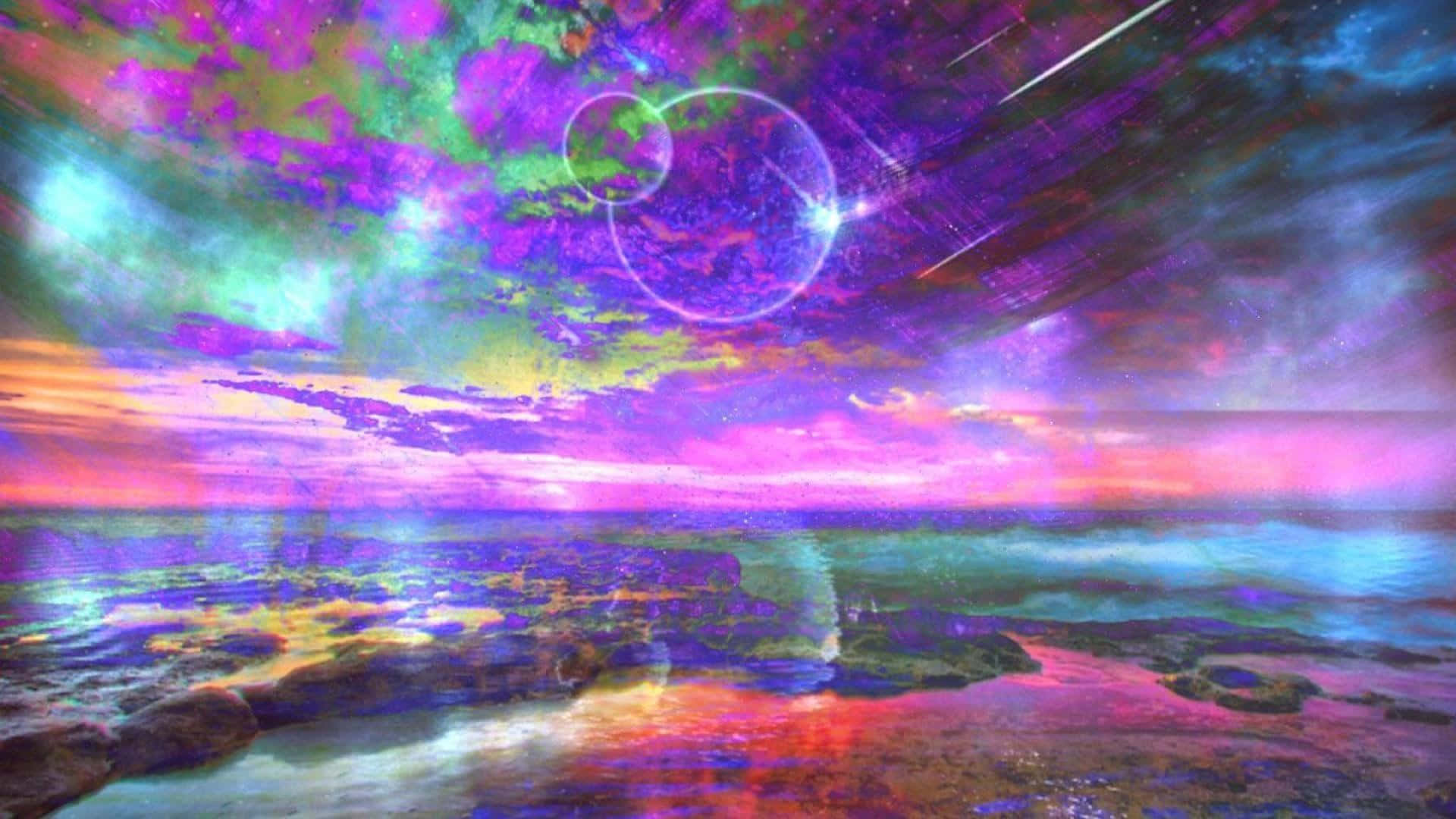 Galaxia psicodélica con nubes de neón Fondos de pantalla