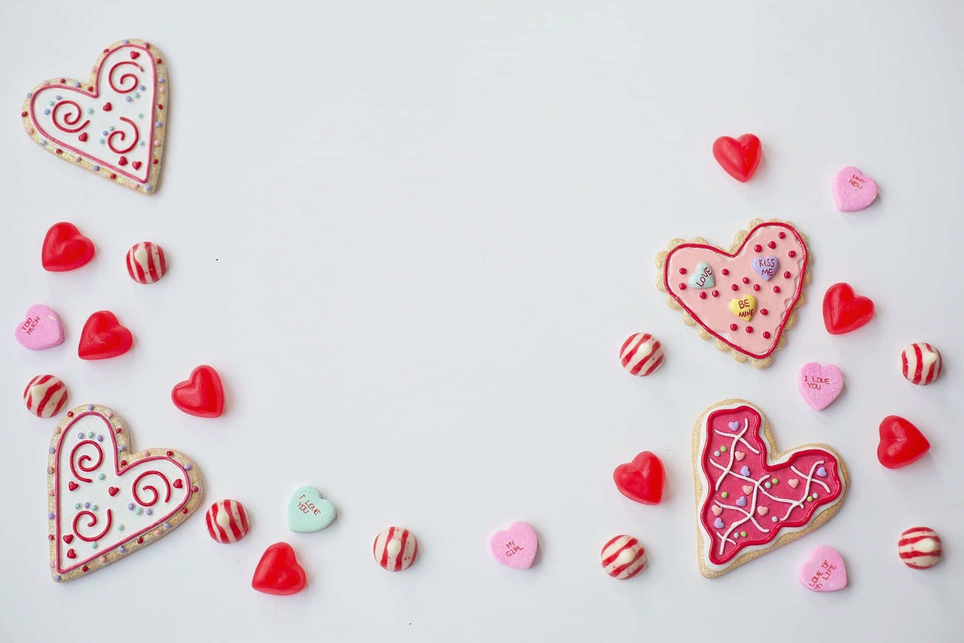 galletas de San Valentín sobre fondo blanco Fondos de pantalla
